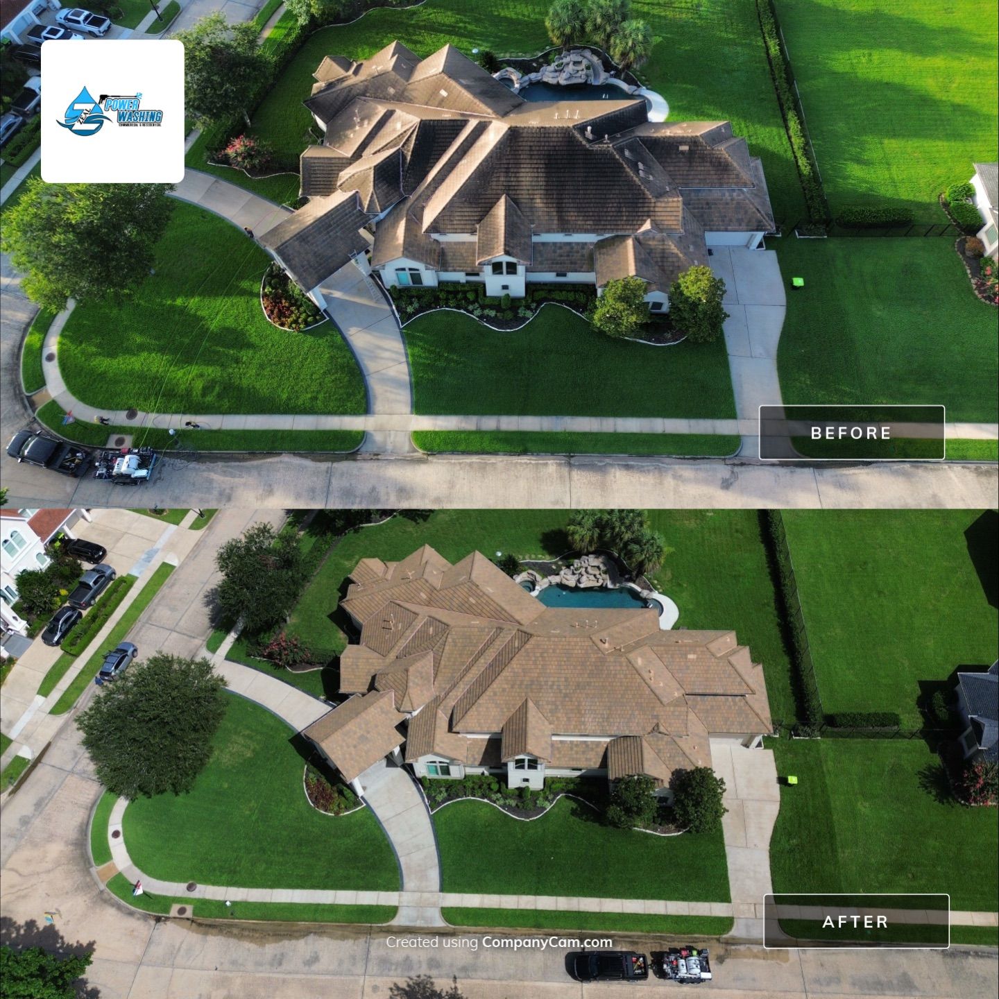 Full Exterior Cleaning and Roof Restoration for Missouri City Estate by Zeal Power Washing