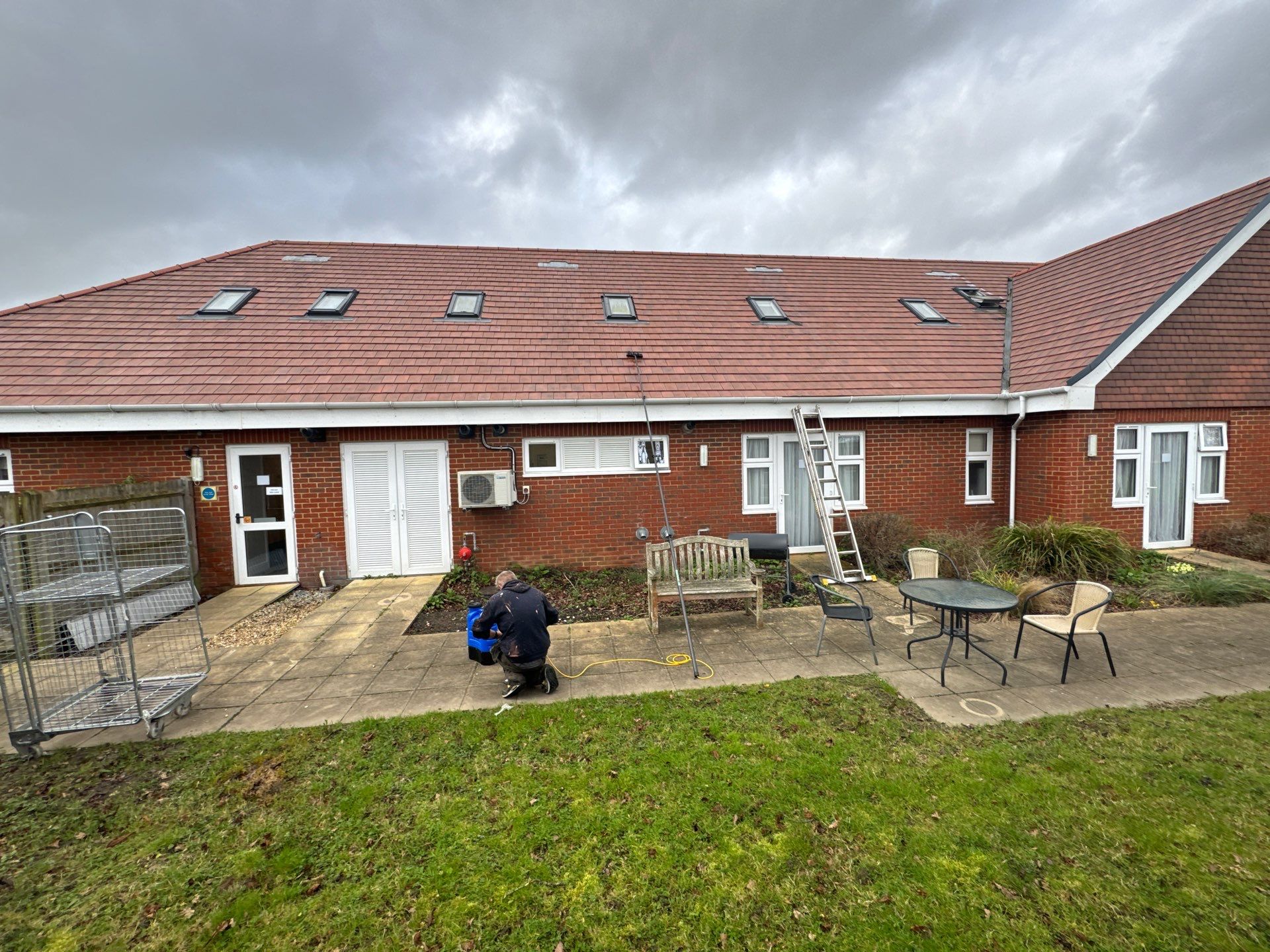 Large Care Home Roof Clean using Mosmatic FSC and Biocide by Ges Exterior Cleaning ltd