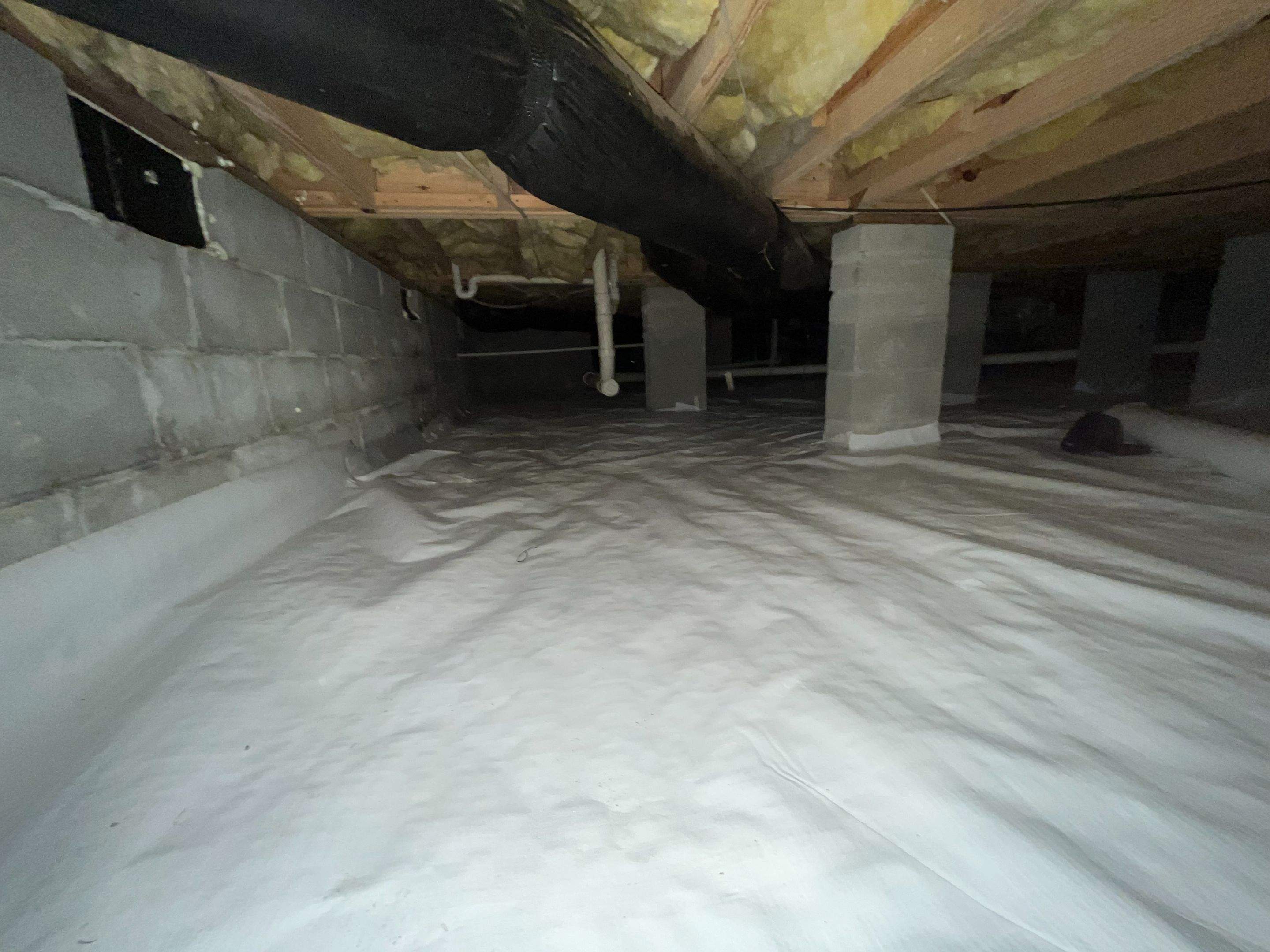 Dehumidifier and Moisture Barrier Install using 14Mil Moisture Barrier by Impact Crawlspace
