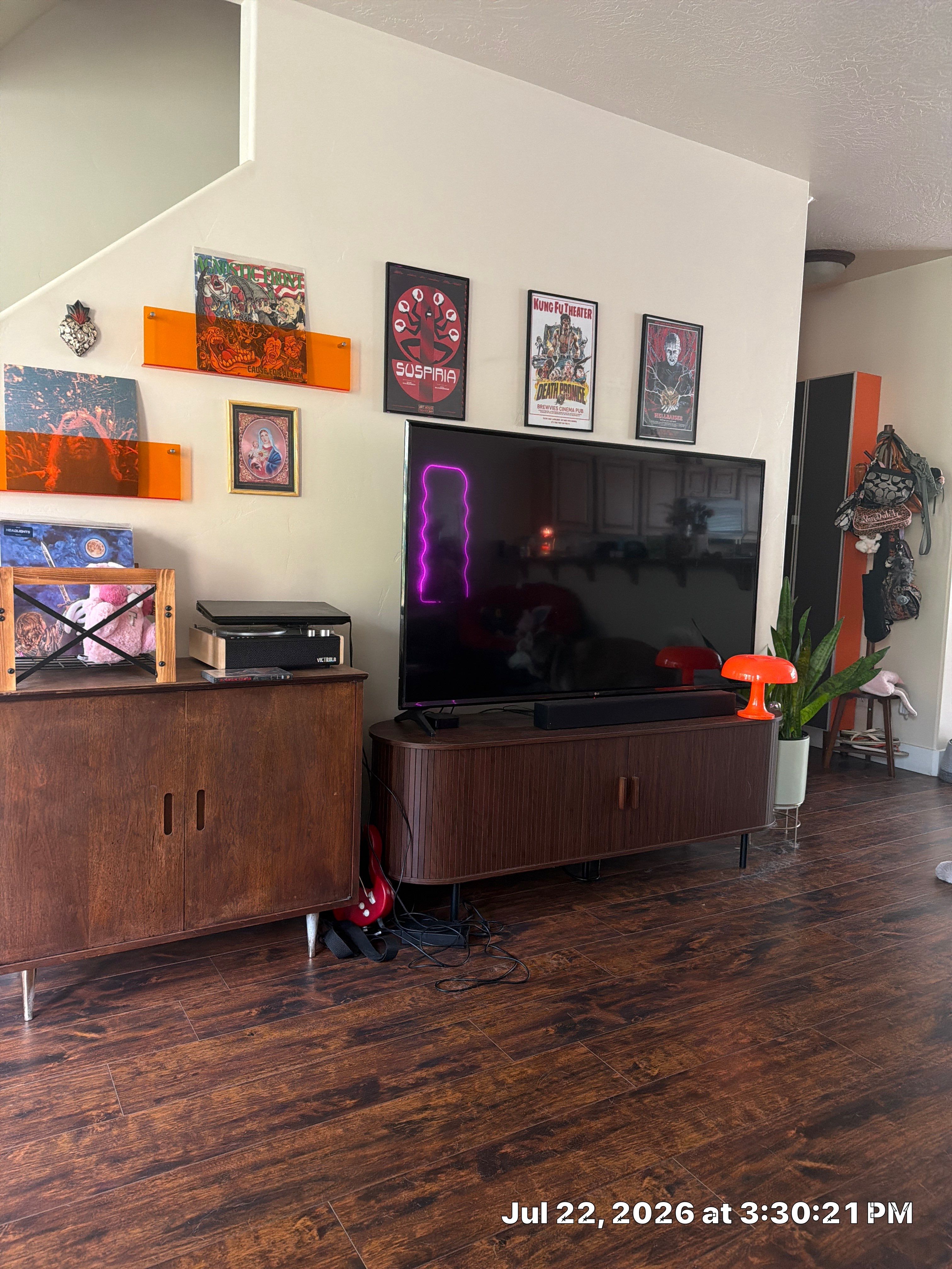 Custom Media Console and Floating Shelf Installation in South Salt Lake by CompanyCam Sales Demo