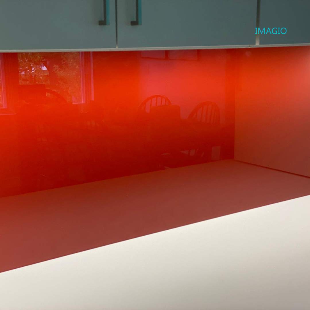 Bolero Red Solid Glass Kitchen Backsplash by IMAGIO