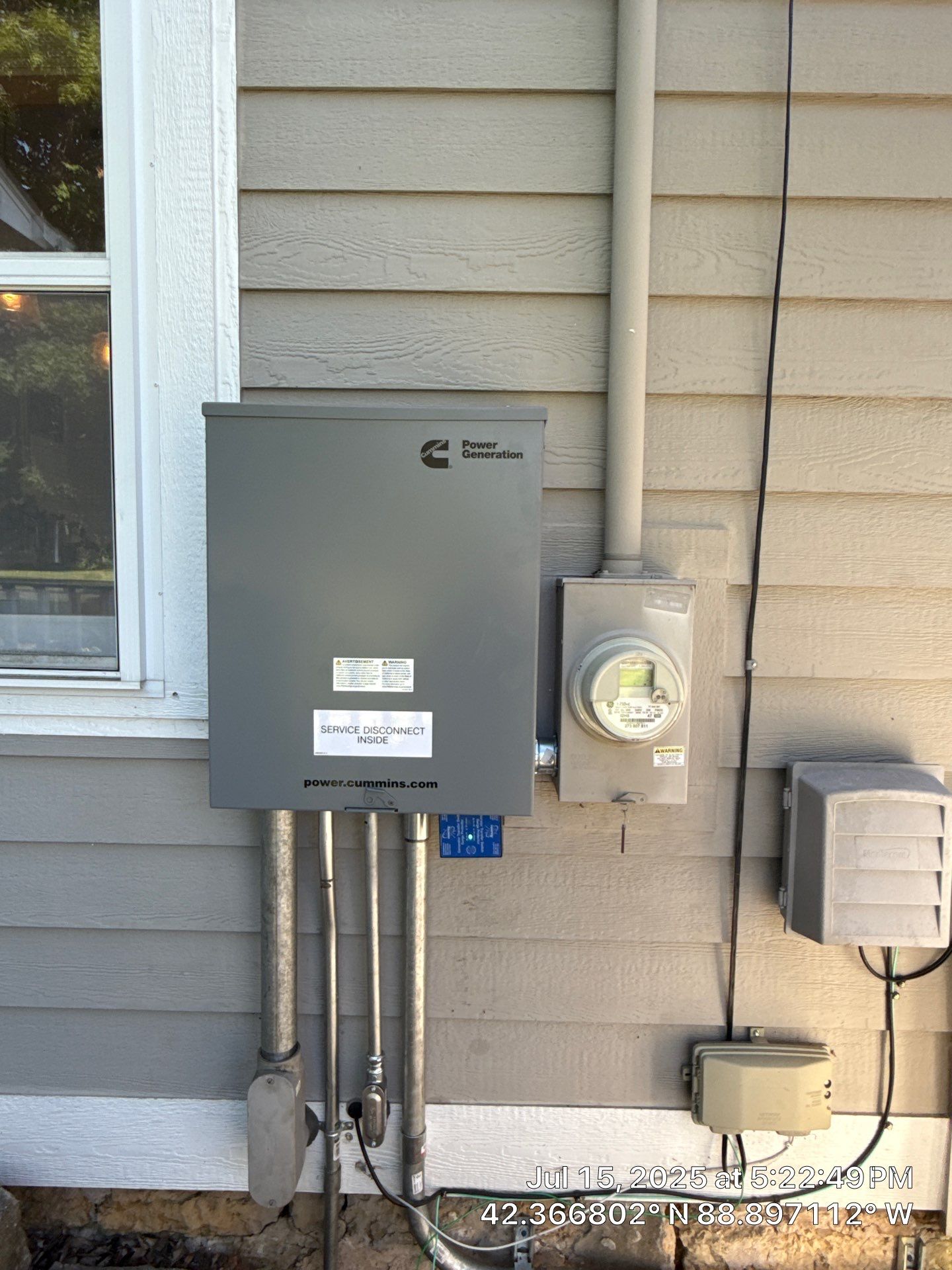 Cummins 20 kW Generator & 200 A Whole‑House Transfer Switch Installation – Caledonia, IL by GSHA Services LTD