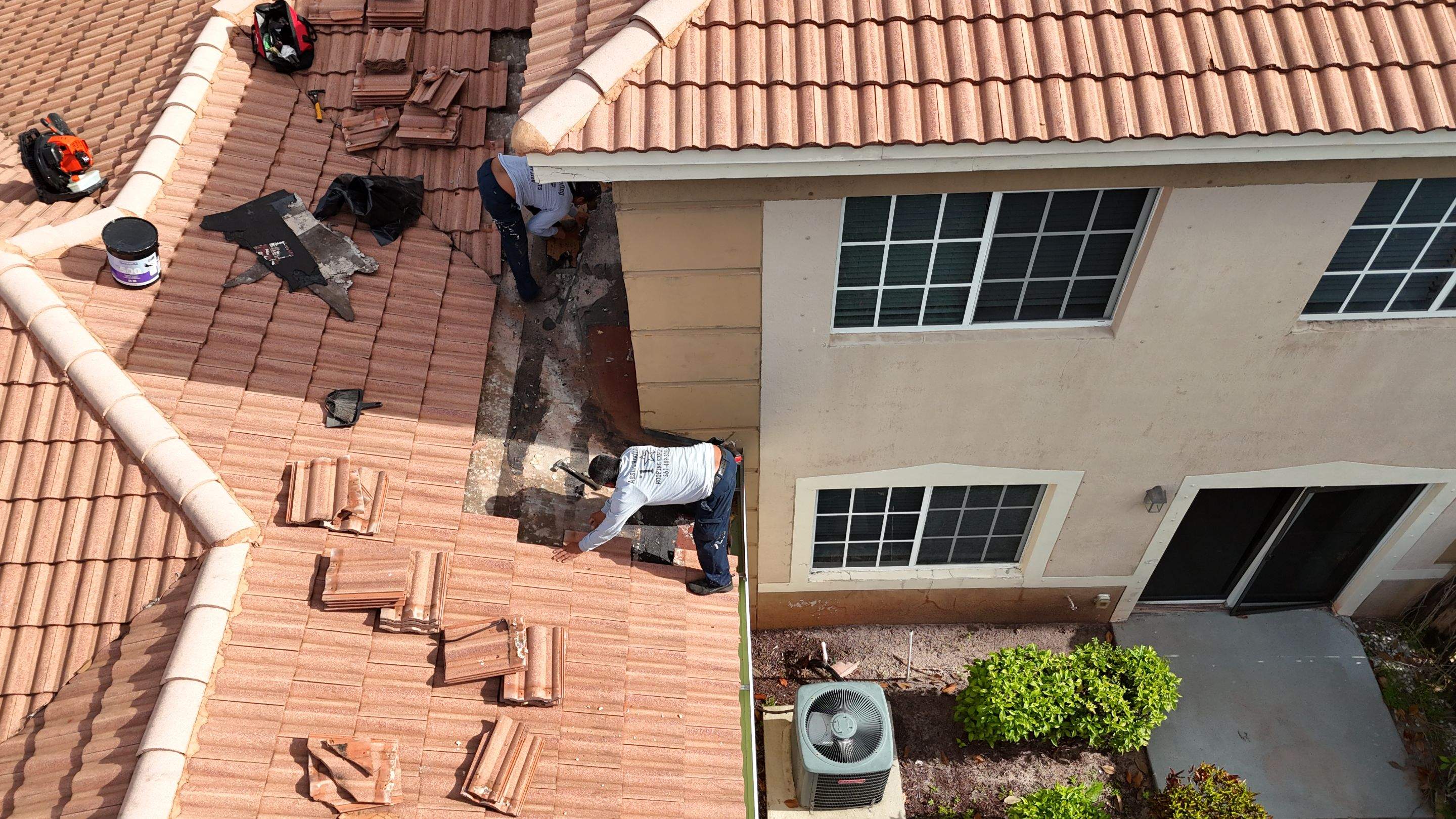 Clay Tile Roof Repair and Plywood Decking Replacement in Boynton Beach by Aastro Roofing