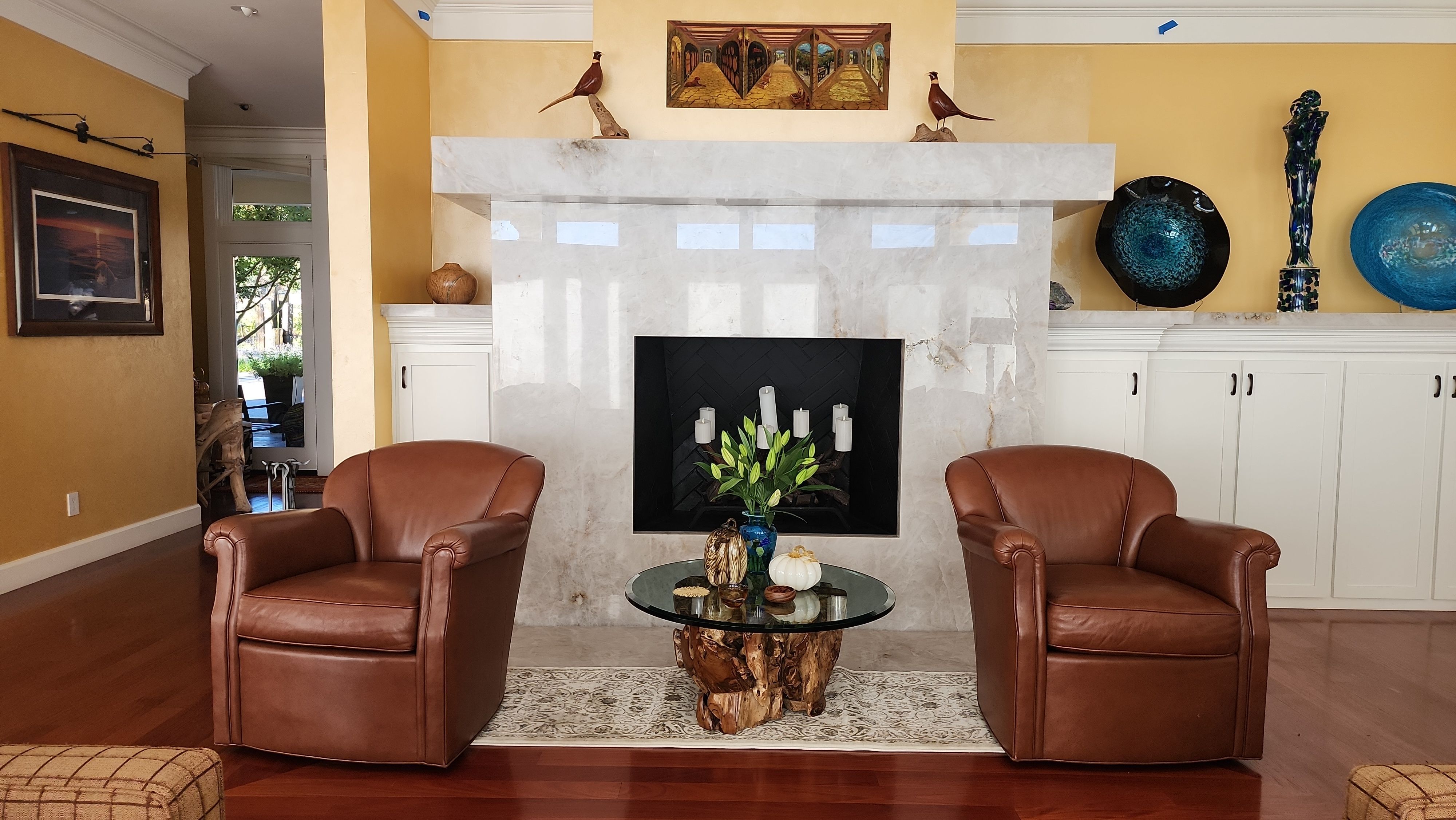 Backlit Stone On A Fireplace by S.Y. Electric Inc.