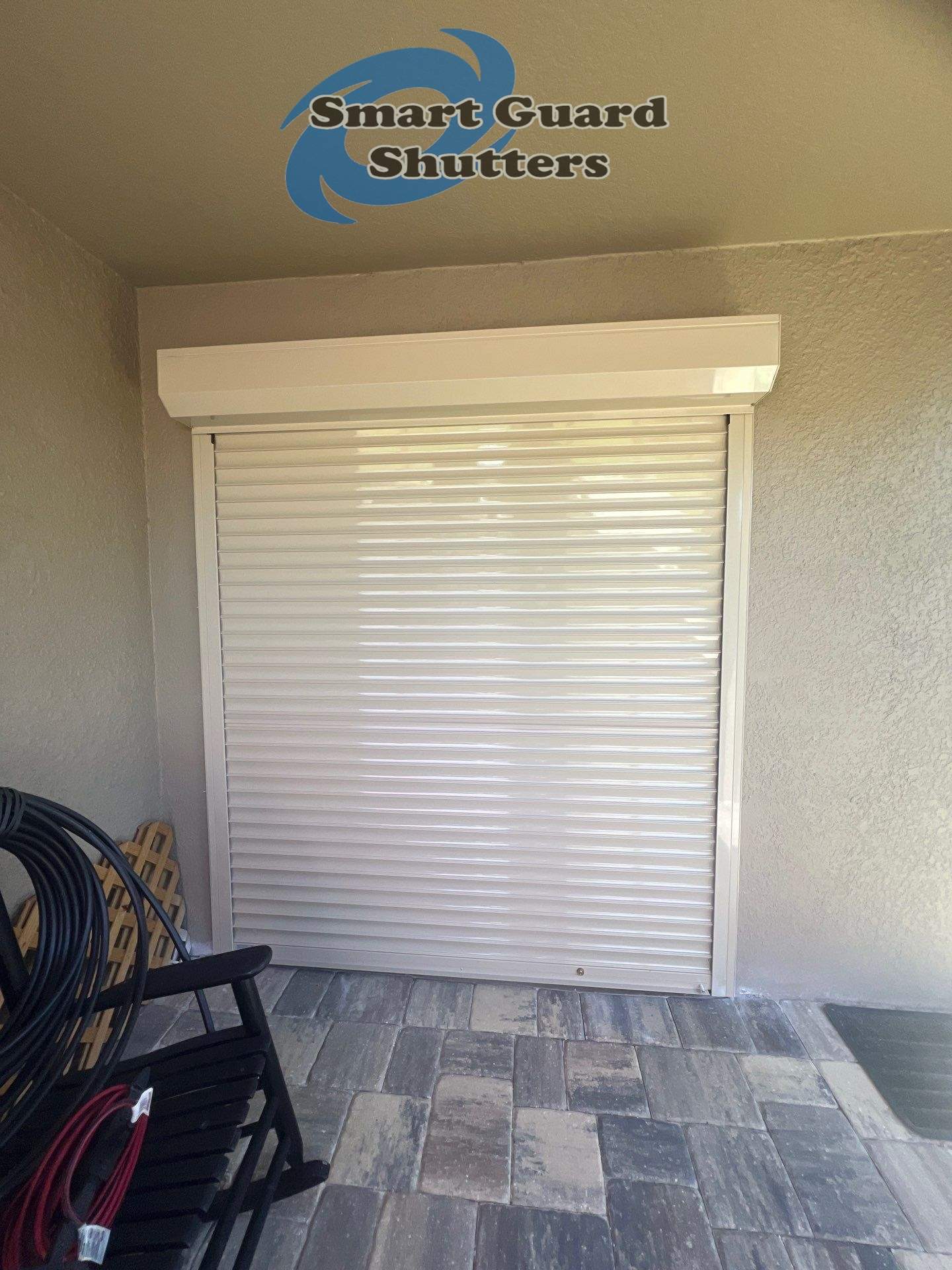 Hurricane protection in Beige/White by Smart Guard Shutters