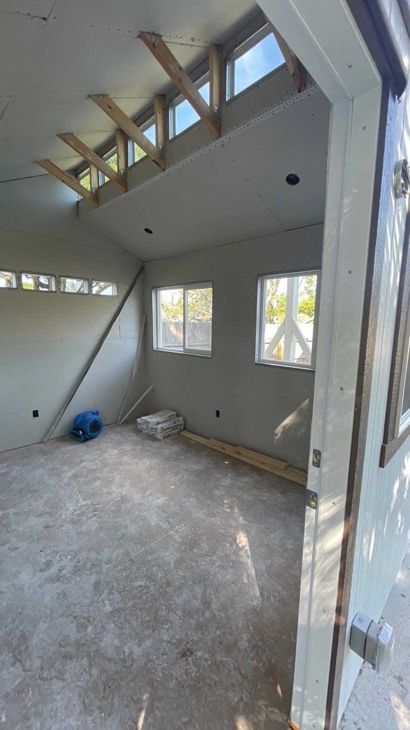 Outdoor Office Shed Interior Remodel in Longwood: From Drywall to Paint by HandyMangum