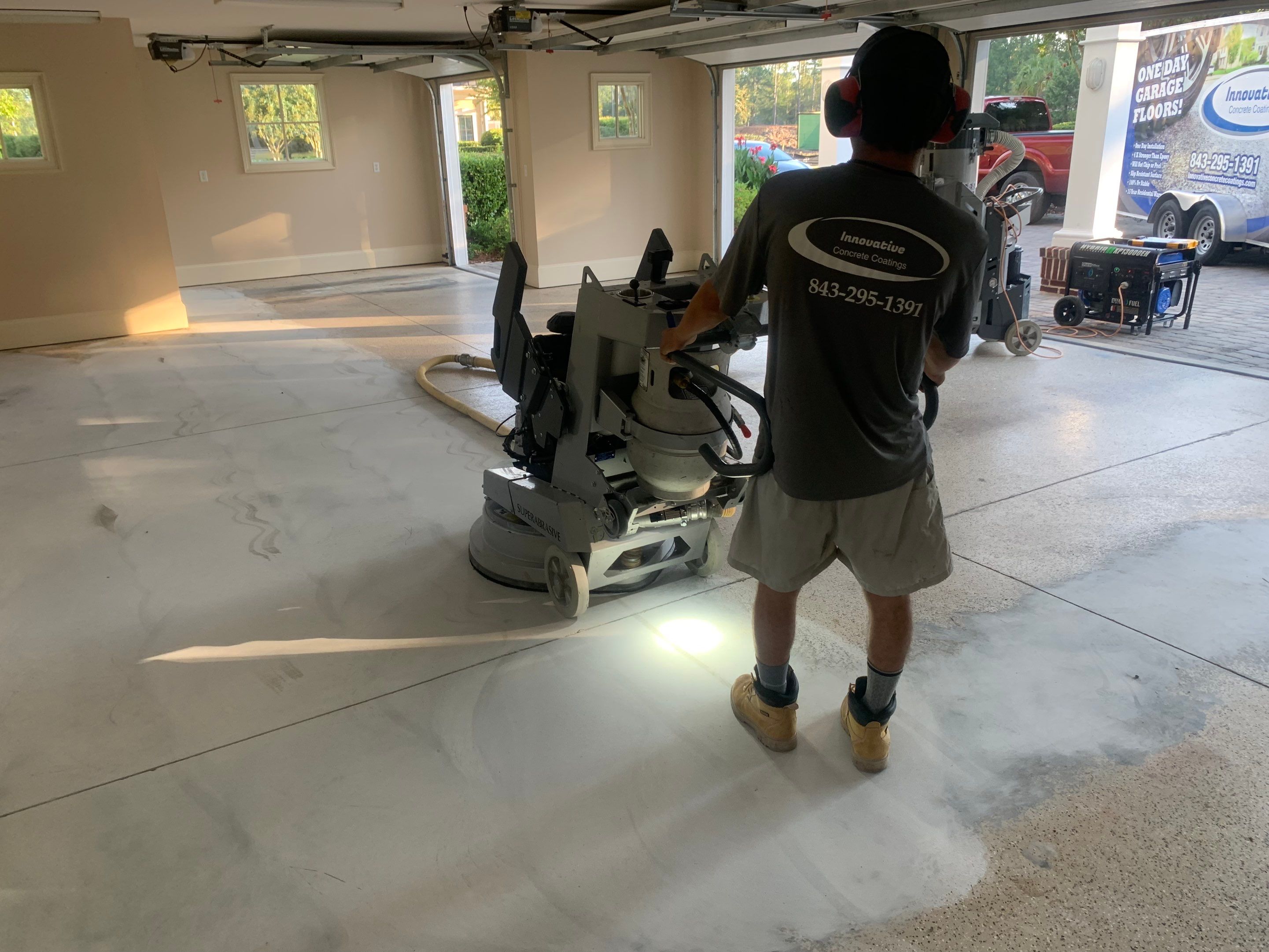 Garage TransFLOORmation using Sandstone by Innovative Concrete Coatings 