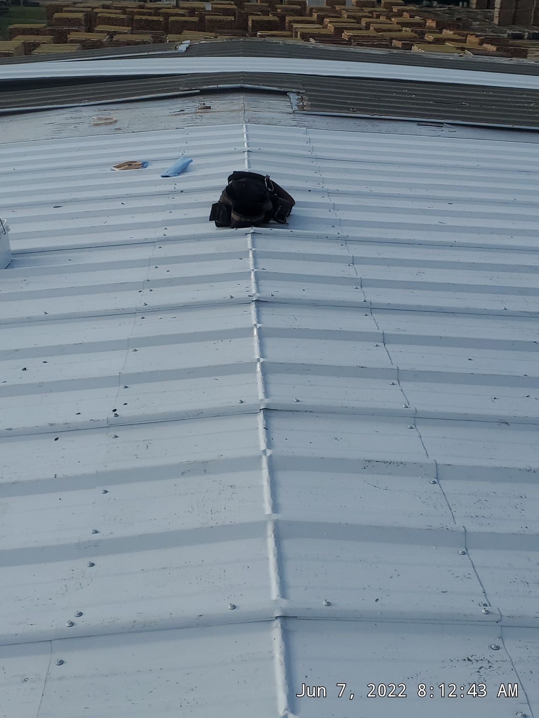 Commercial Roofing Installation using Aluminum Roofing panels by Hostetler Roofing