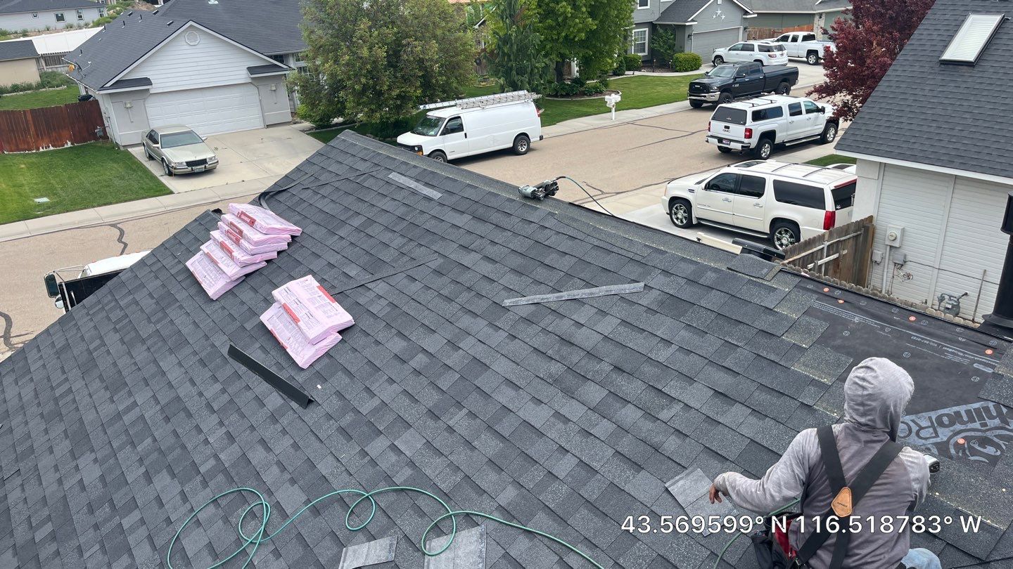 New Roof Installation in Nampa, Idaho with Owens Corning Twilight Black Shingles by ID Roofing LLC