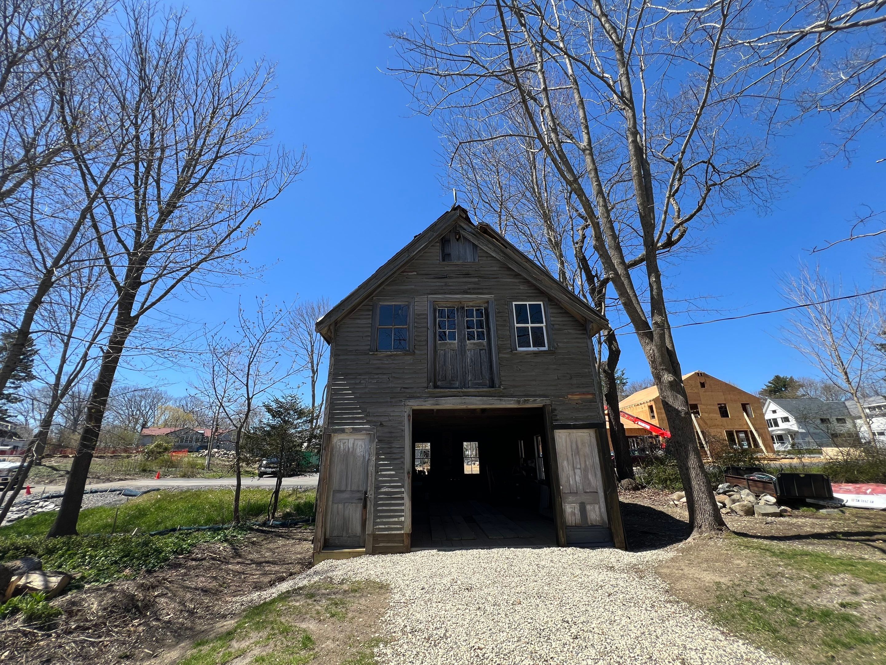 Just the beginning of a barn restoration in New Castle by Tall pine roofing
