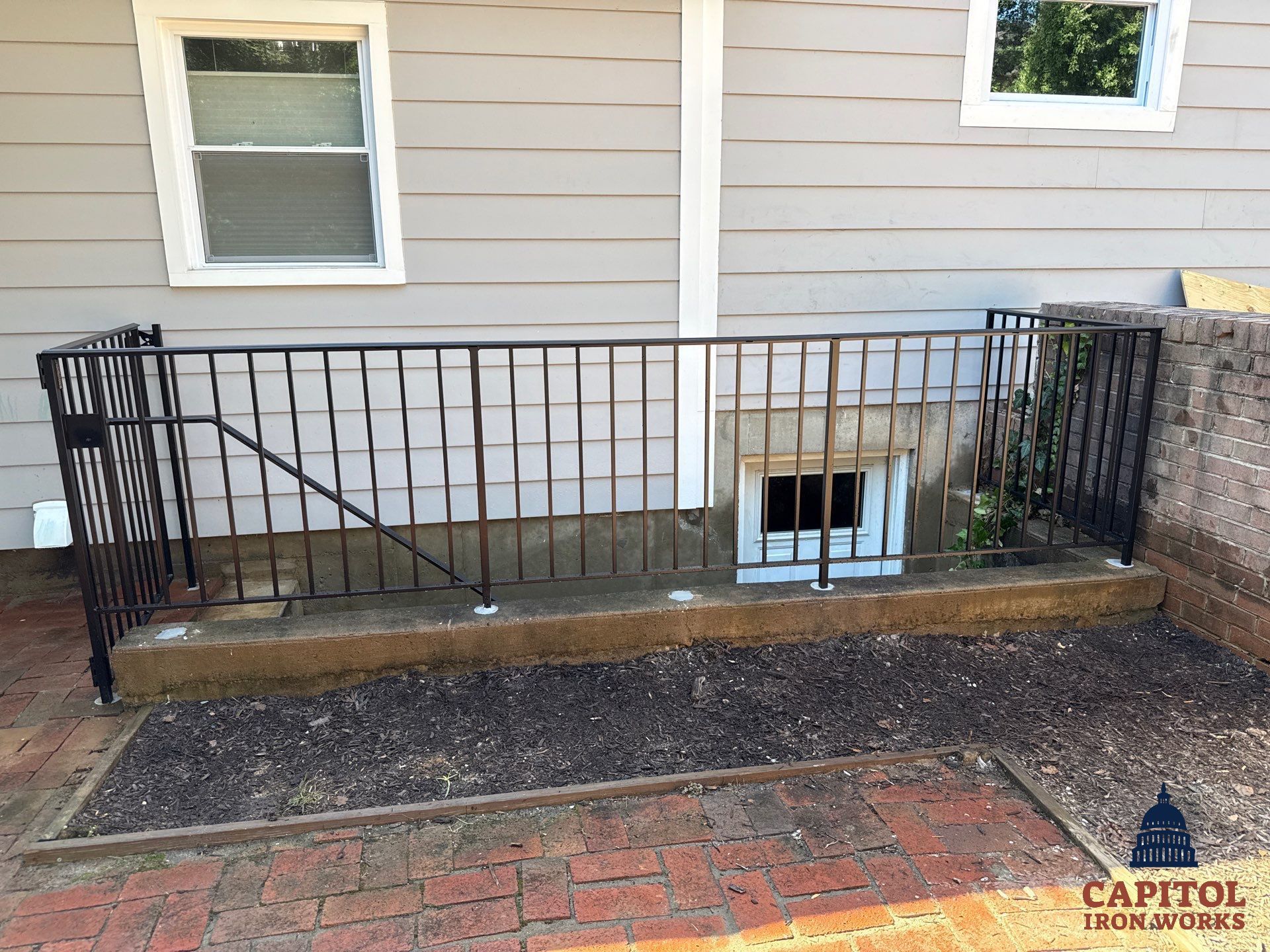 L-Shape Iron Railing & Integrated Safety Gate – Residential Exterior– McLean, VA by Capitol Iron Works