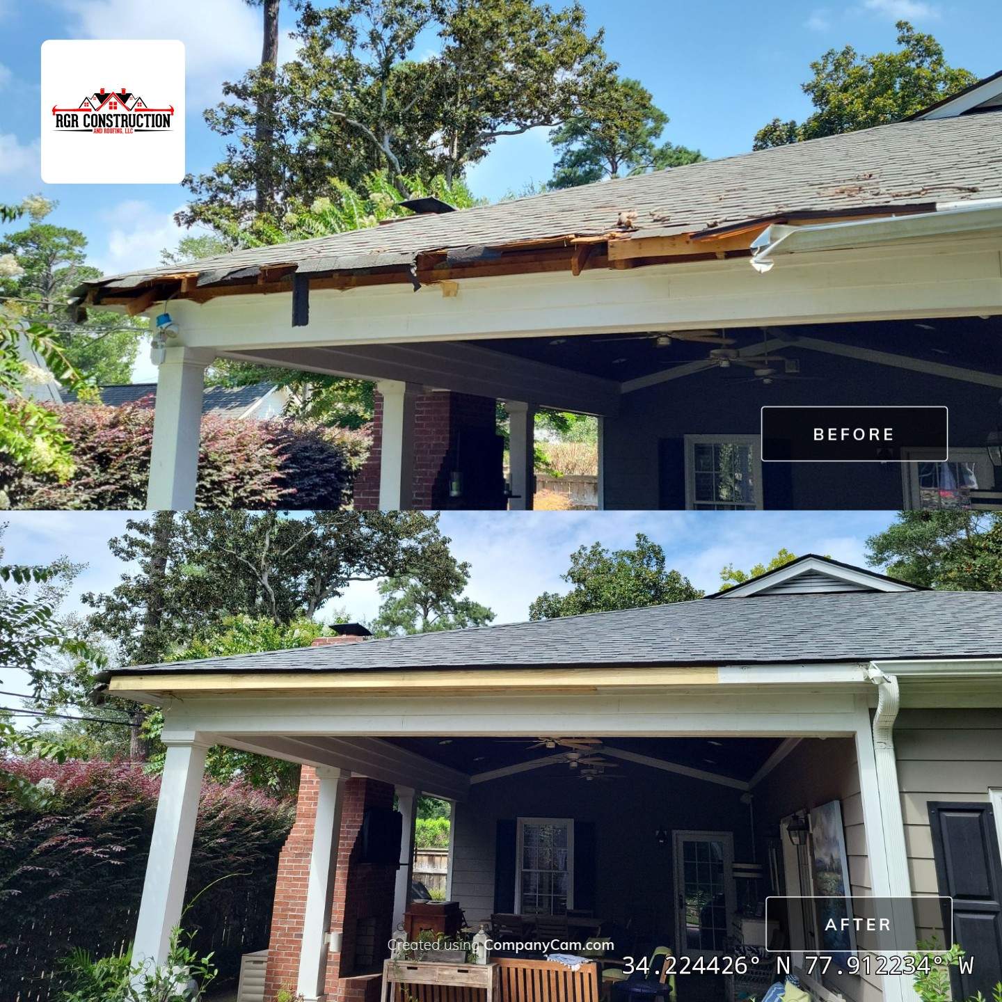 Storm Damage Insurance Claim Roof Replacement in Wilmington, NC Using CertainTeed by RGR Construction and Roofing, LLC