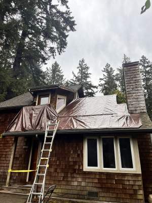 Residential Roof/Deck/Gutter Installation in Progress in Bainbridge Island, WA