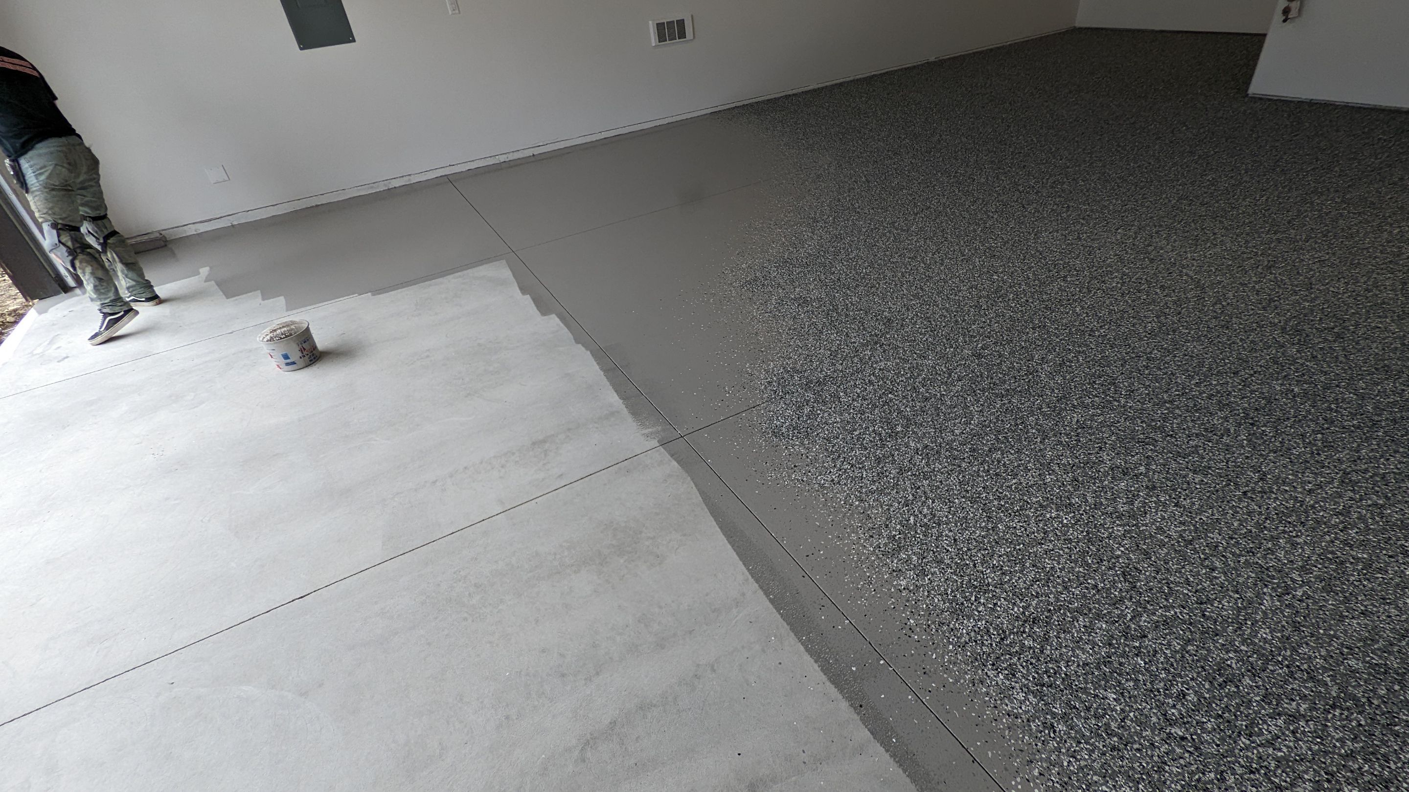 Garage Transformation using Smoke by Croc Coatings, LLC