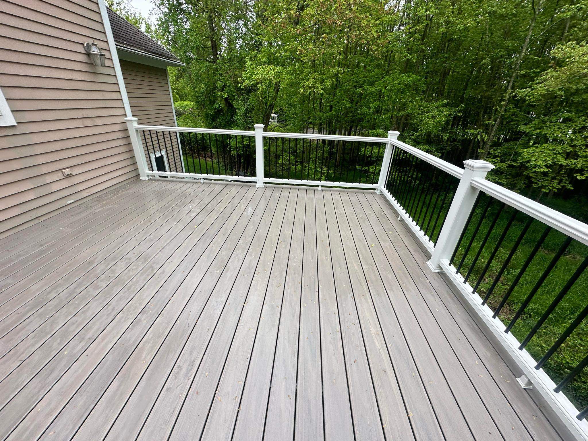 Deck replacement Trex Lineage Biscayne, Trex transcend Railing White. by DiGiorgi Roofing and Siding Inc