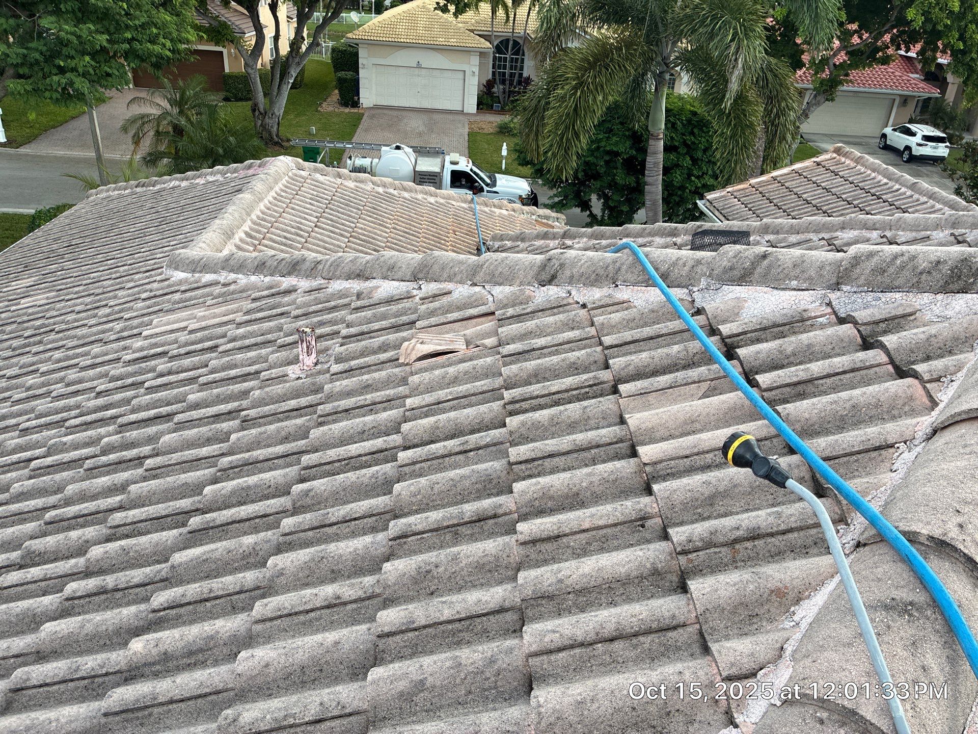 Dirty old Roof Coral Springs by BKB Pressure Cleaning LLC