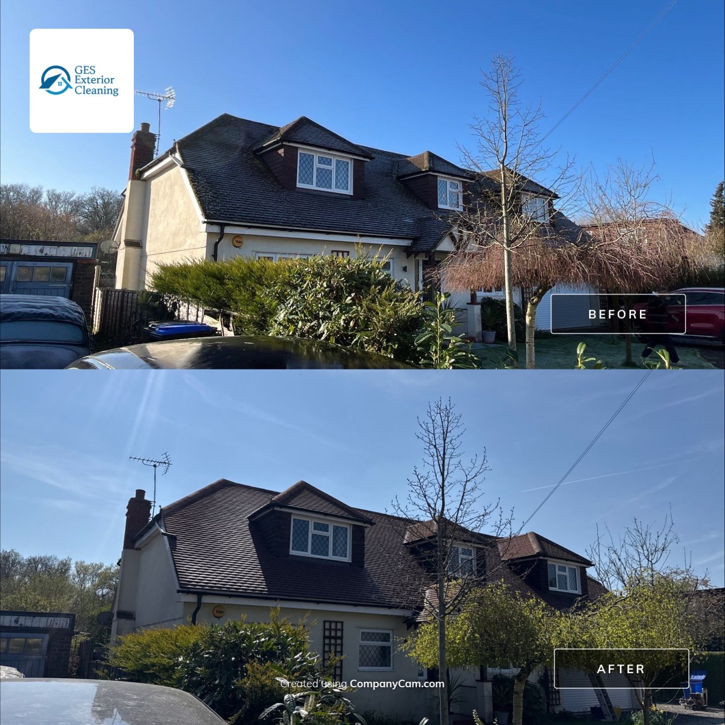 Roof Clean  - Moss Removal - Gutter Clean using Honda 15lpm Low Pressure Washing Machine by Ges Exterior Cleaning ltd
