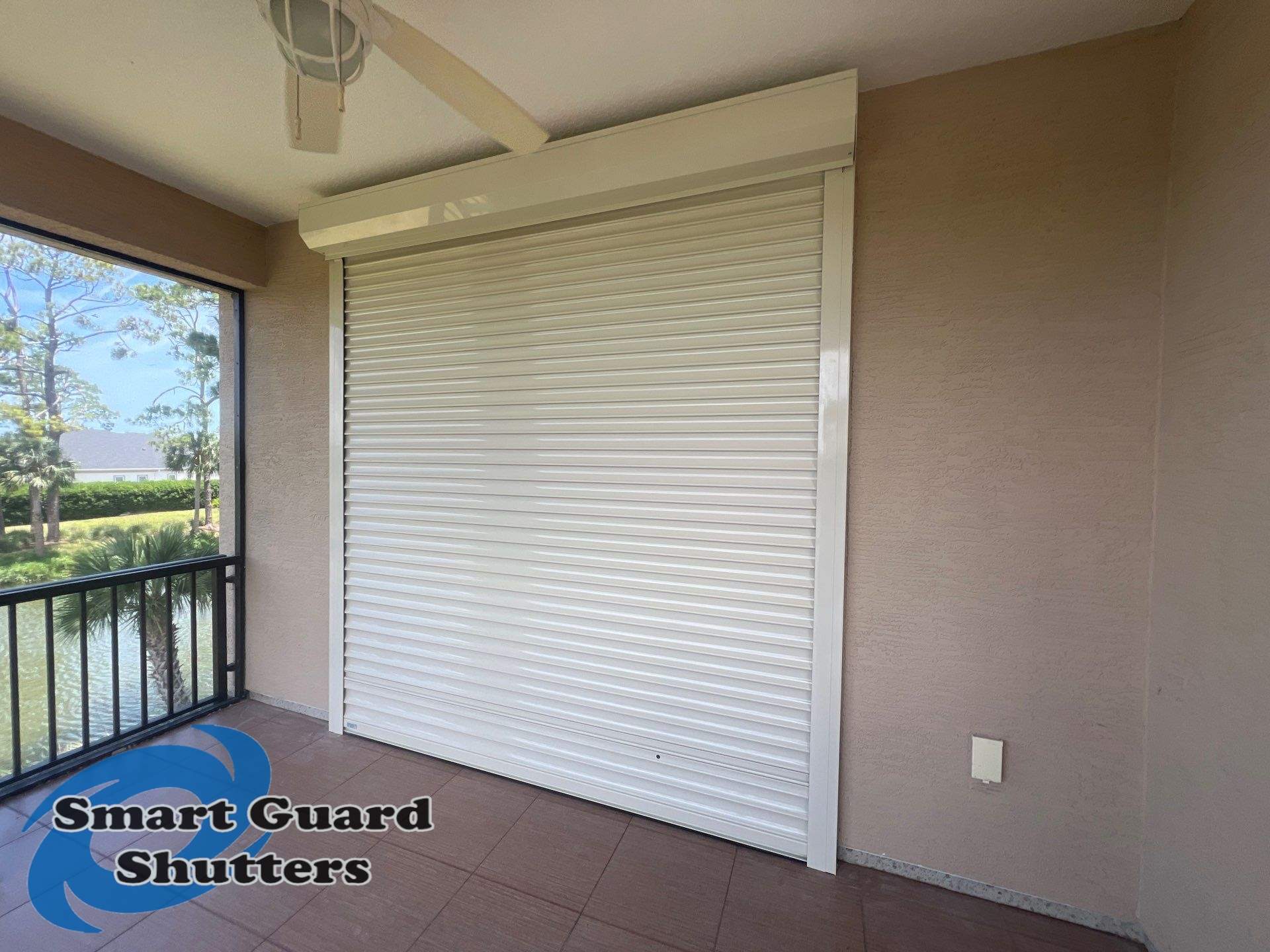 Rolling Hurricane Shutter in Ivory by Smart Guard Shutters