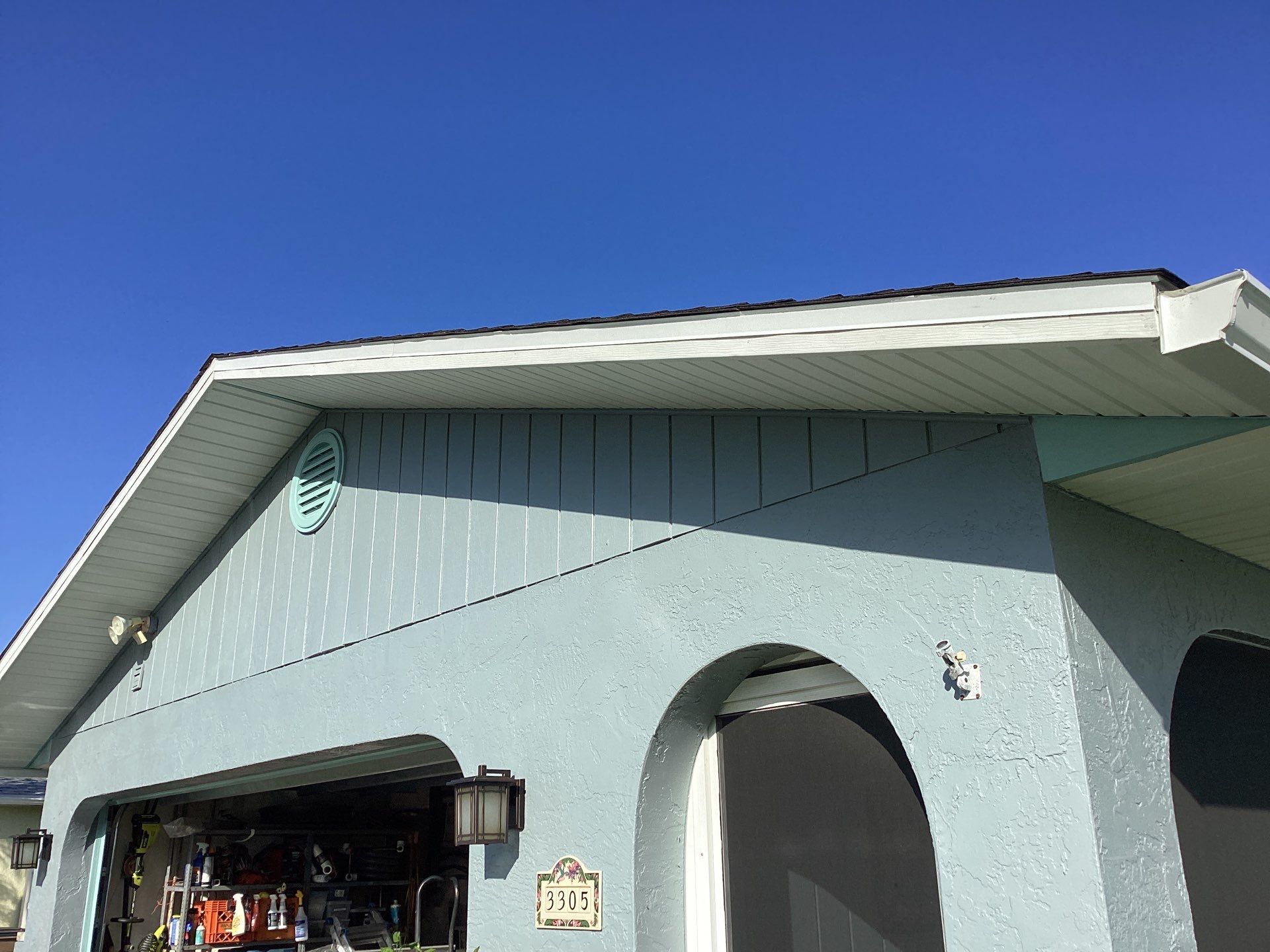 Soffit and Fascia Installation using White Vinyl Soffit in Cape Coral FL by Gutter Professors