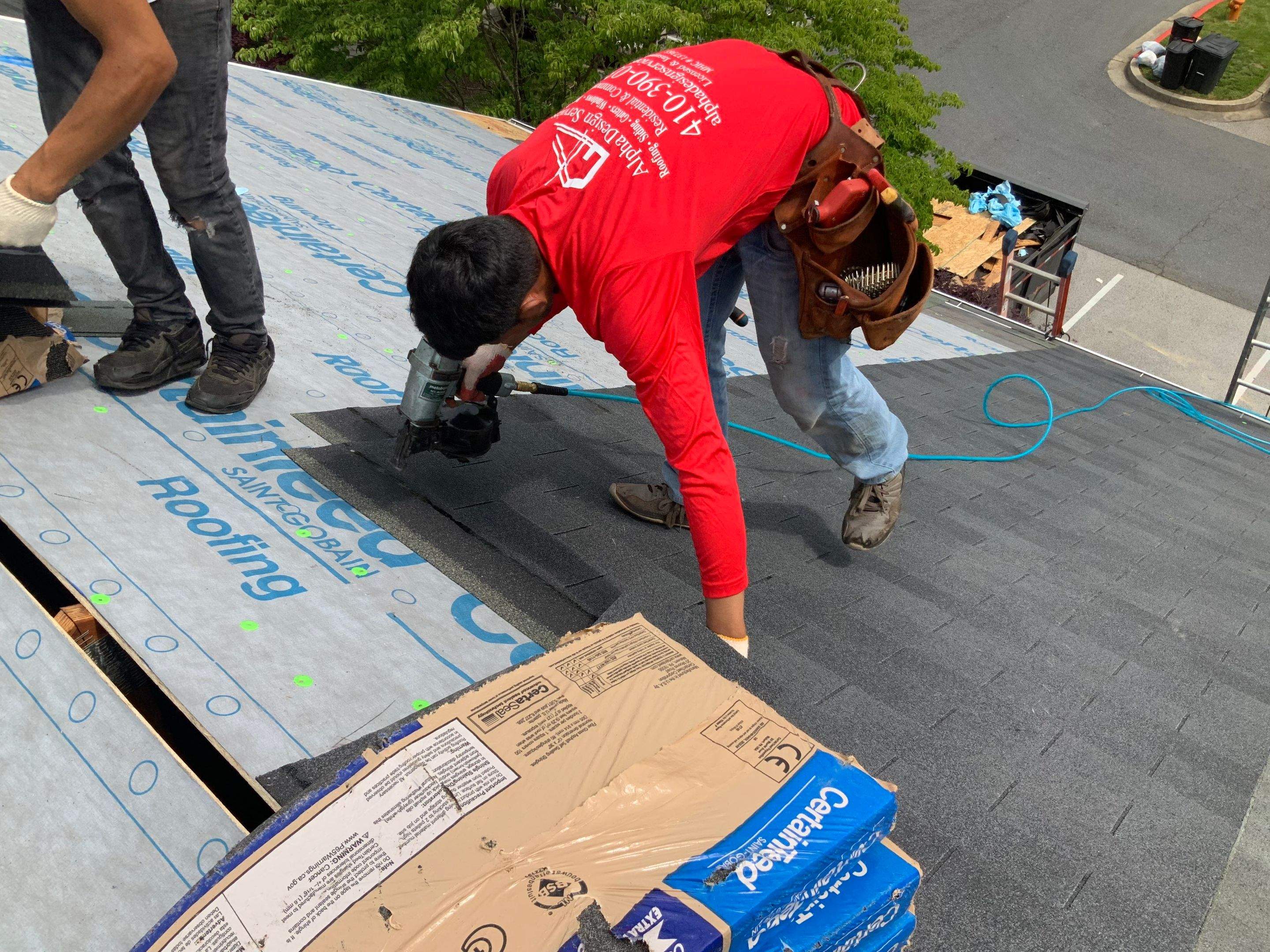 Residential Roofing Installation using XT-25 Color Moire Black by Alpha Design Services