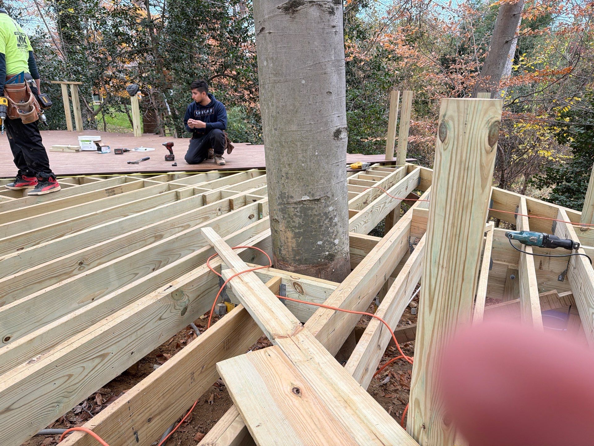 Custom Composite Deck Replacement with Geometric Railing in Bethesda, MD by Jakari Restoration & Construction LLC