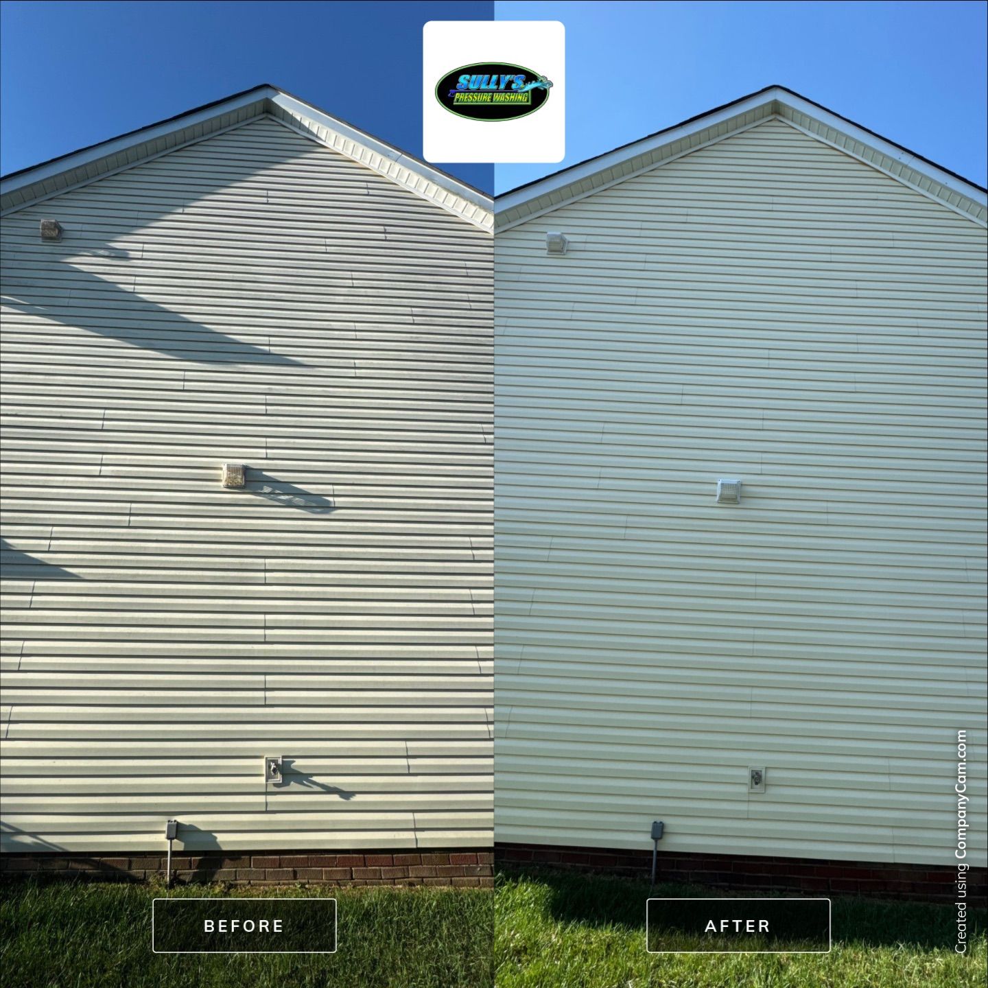 the service shown is cleaning vinyl siding making it look fresh and new by removing dirt and stains.