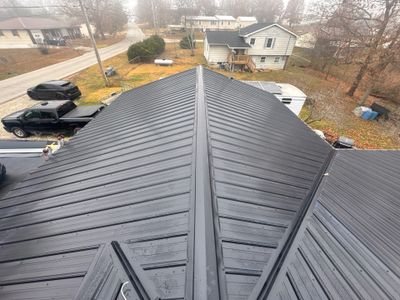 Residential Metal Roof Install - 26 Gauge G-Rib Metal - Color Shiny Black 