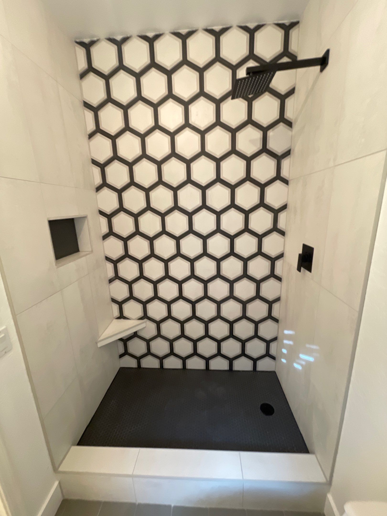 New Shower, Bathroom Floor and Countertops by Footprints Floors of Chandler