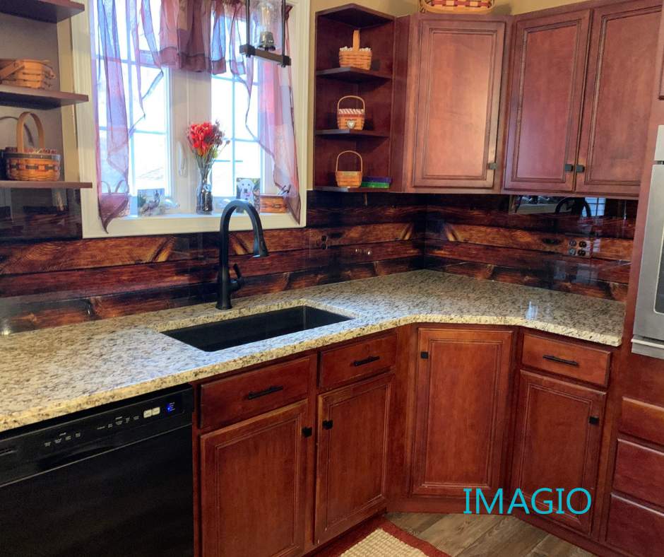 IMAGIO Nailed Oak Solid Glass Kitchen Backsplash by IMAGIO