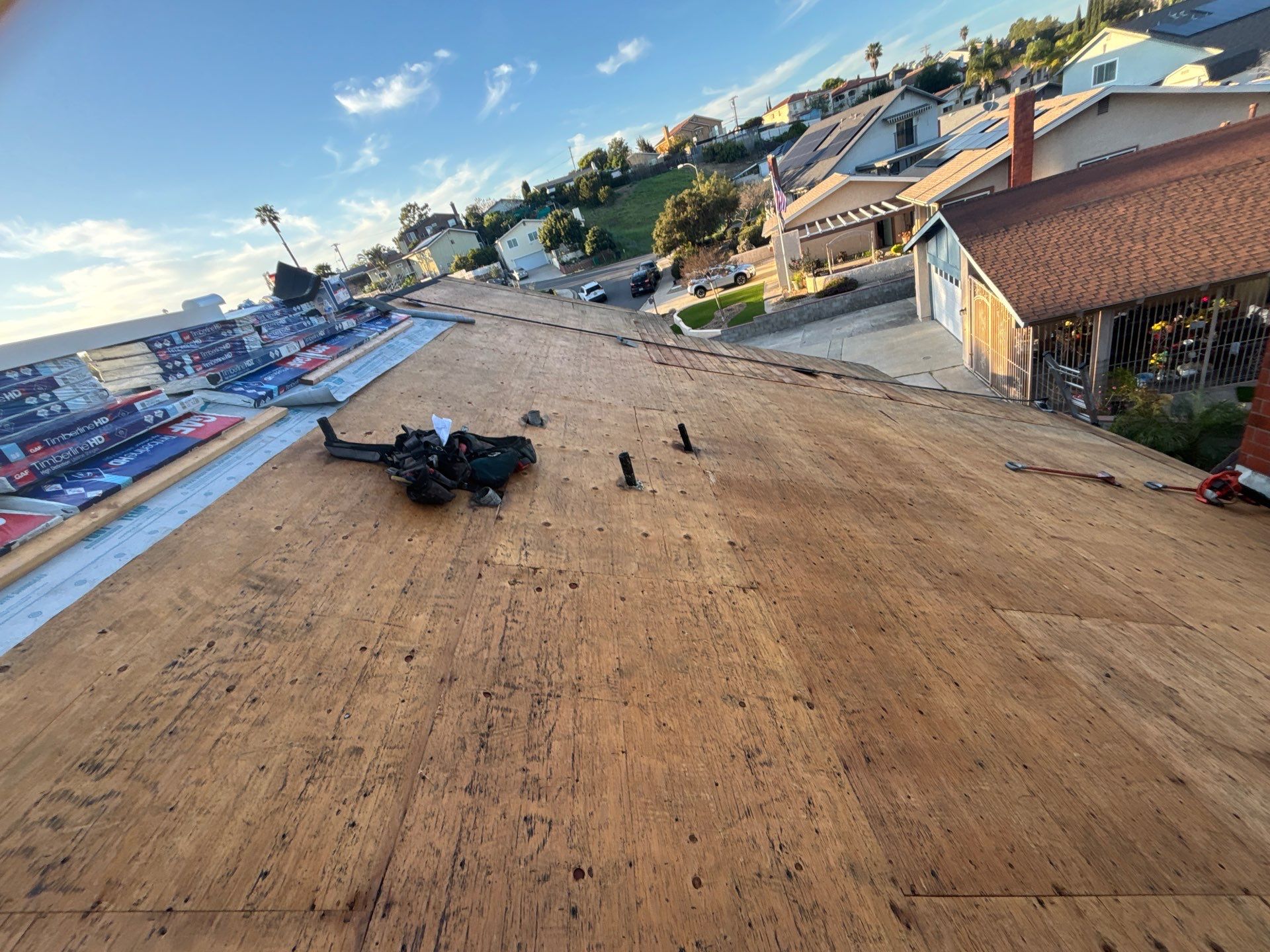 City Heights Roof Replacement with GAF Timberline HDZ Weathered Wood Shingles by Zenith Roofing Services