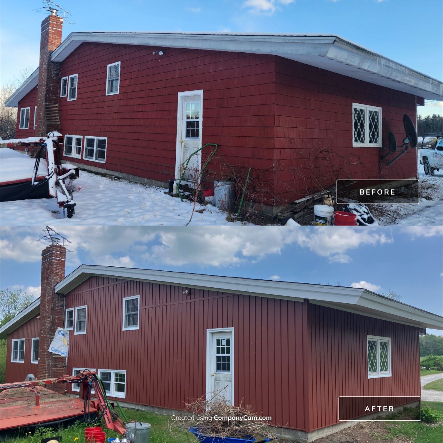 Siding Refresh with Cert S/7 Reverse Board & Batten, Autumn Red by DiGiorgi Roofing and Siding Inc
