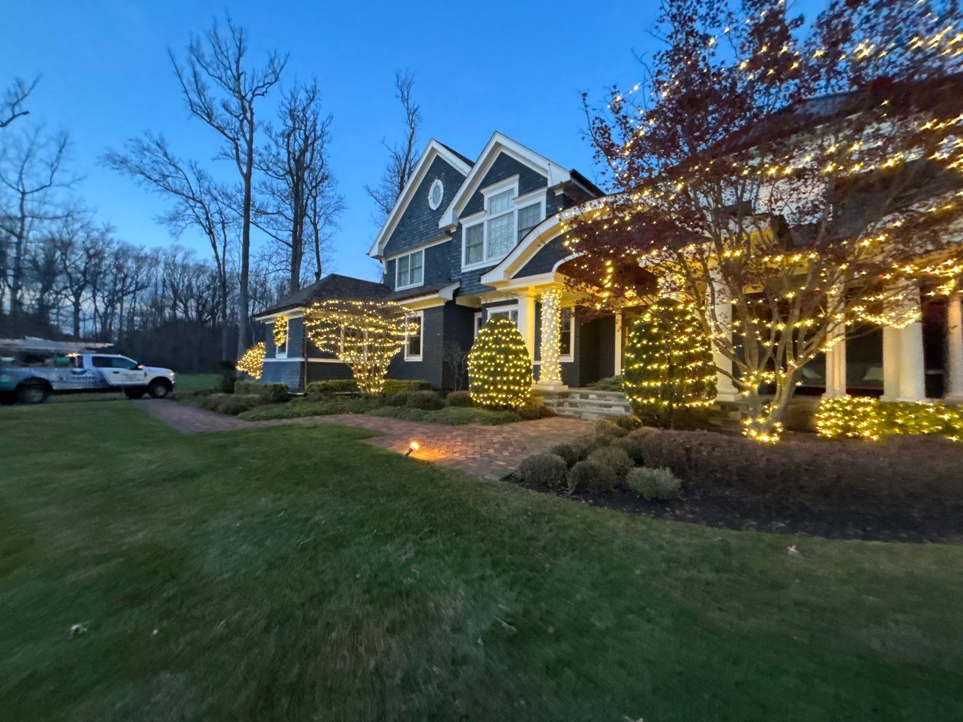Holiday Lighting Installation in Rumson, NJ by Clearview Washing