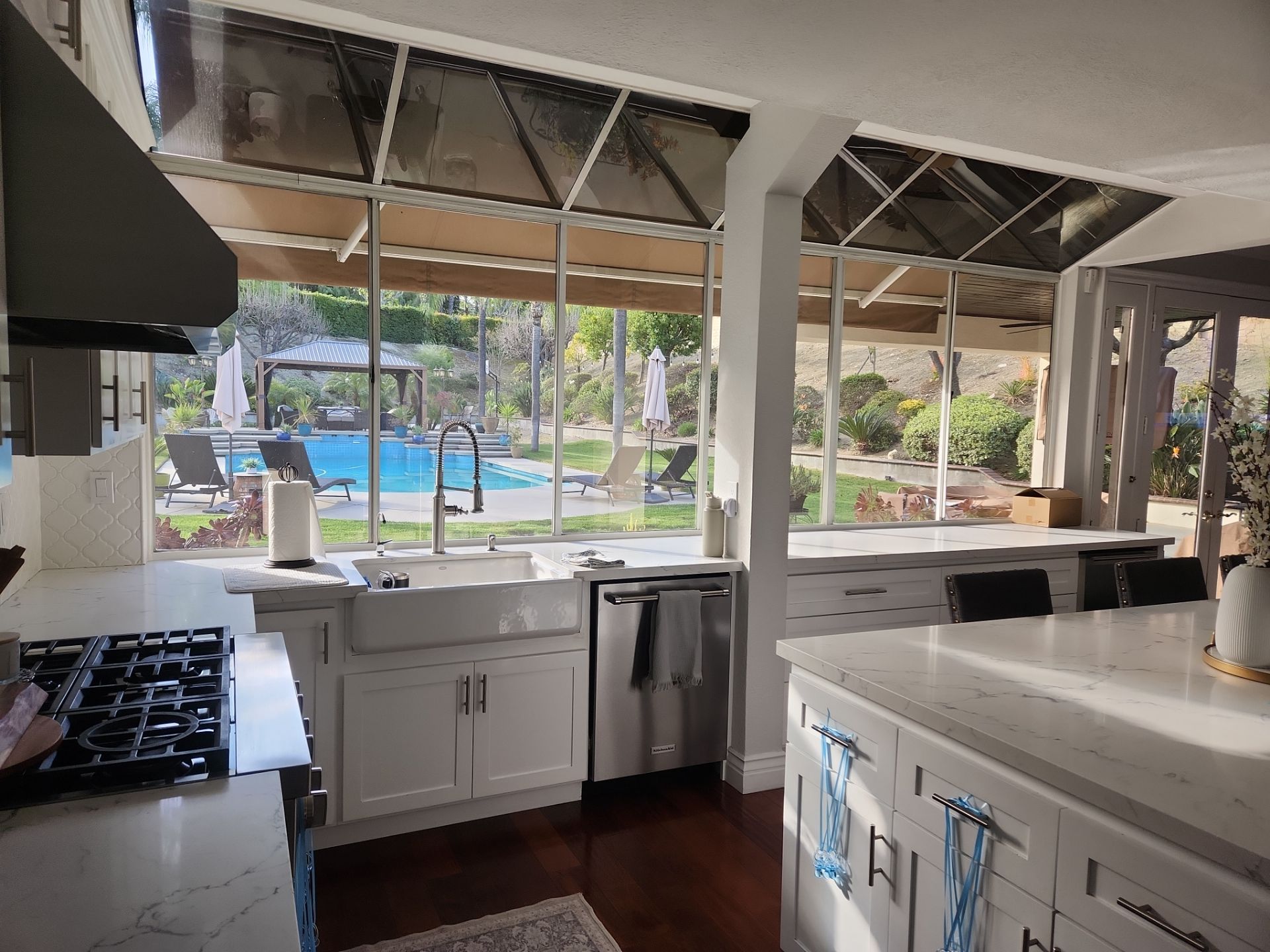 Window Installation using Anlin vinyl windows with Sunshield glass by American Window Company