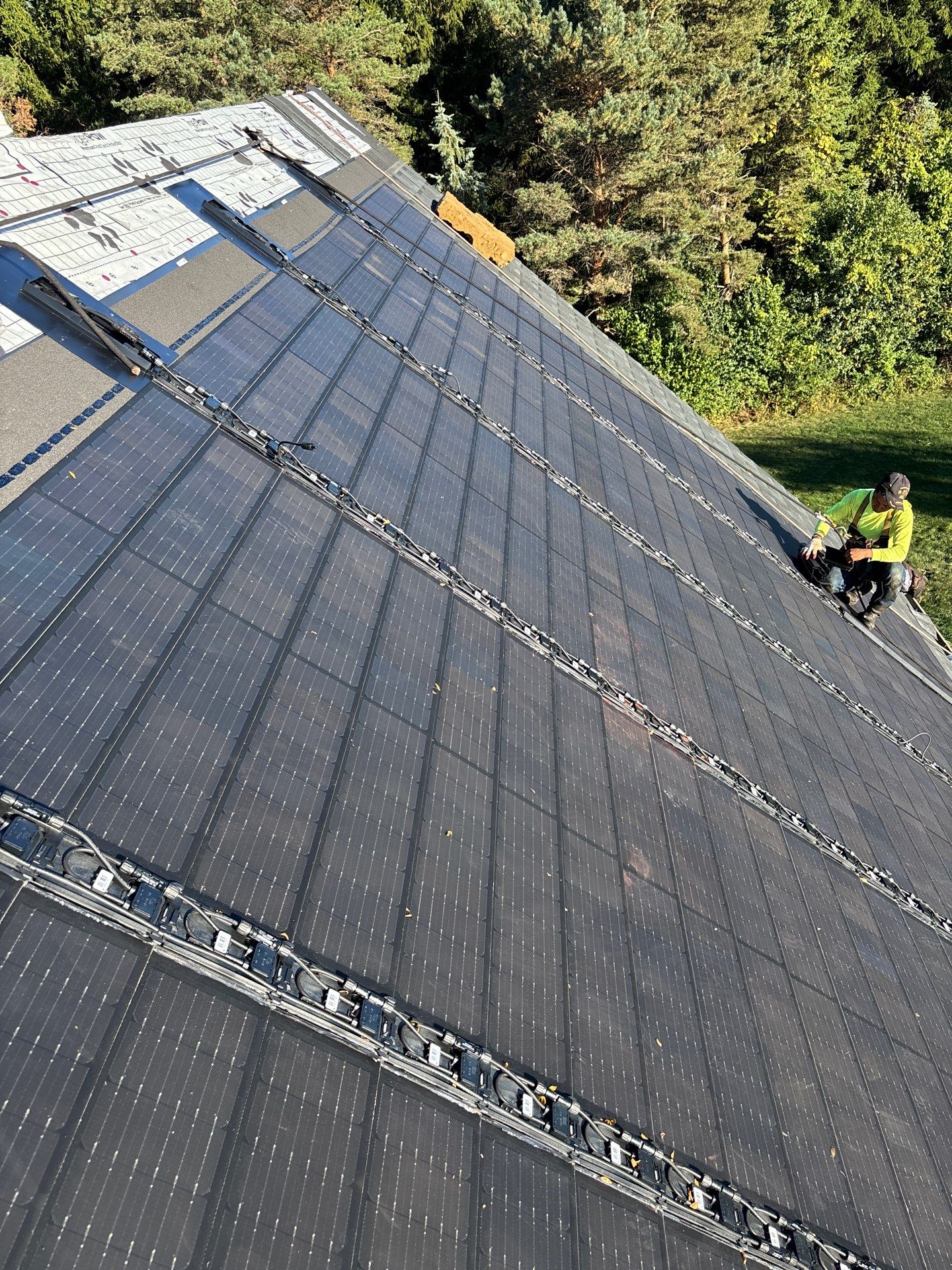GAF Timberline Solar Roof Installation in Pittsford, NY by American Home Contractors