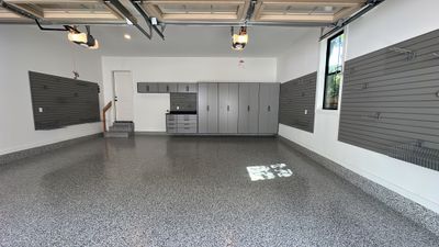 Jeanne E. transformed her garage with cabinets and a Banner Garage Floor