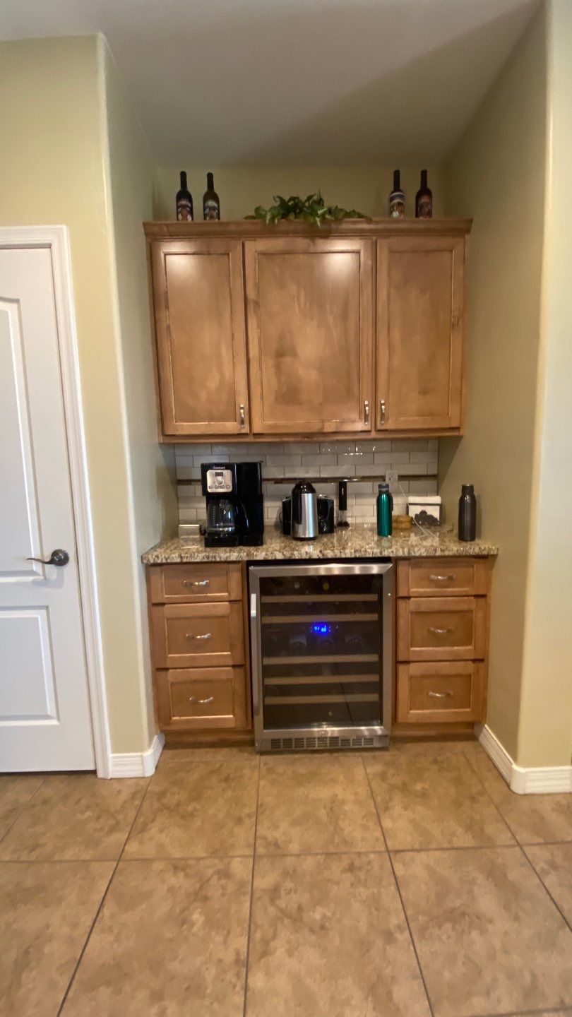 Harmony Kitchen Backsplash & Custom Coffee & Wine Bar by Workman Company LLC