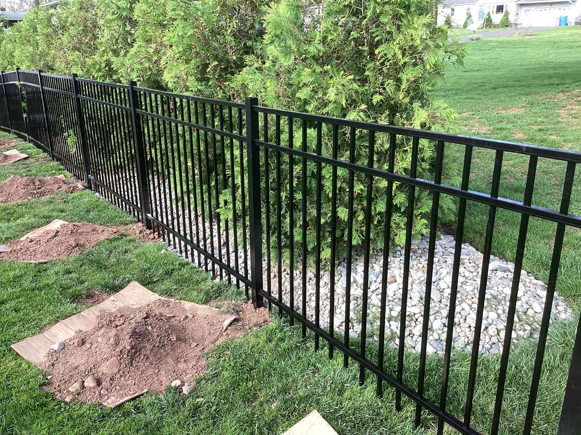 New Black Aluminum Fence and matching Gates by DiGiorgi Roofing and Siding Inc