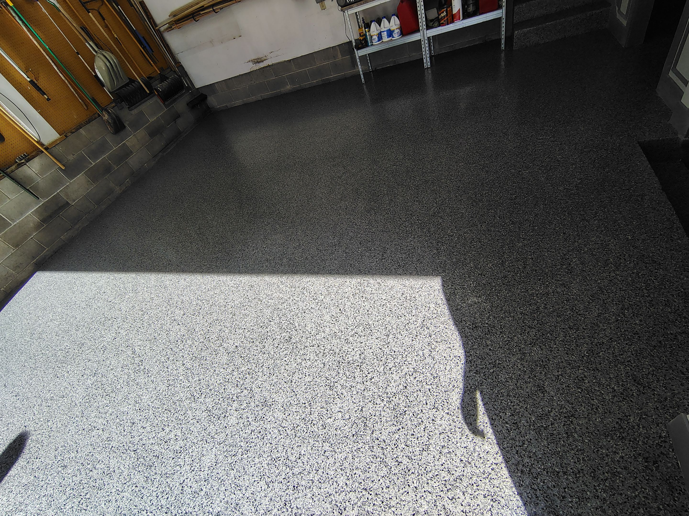 Nightfall Decorative Chip Garage Floor Coating in Luverne, Minnesota by Select Painting, Coatings & Garage Cabinets