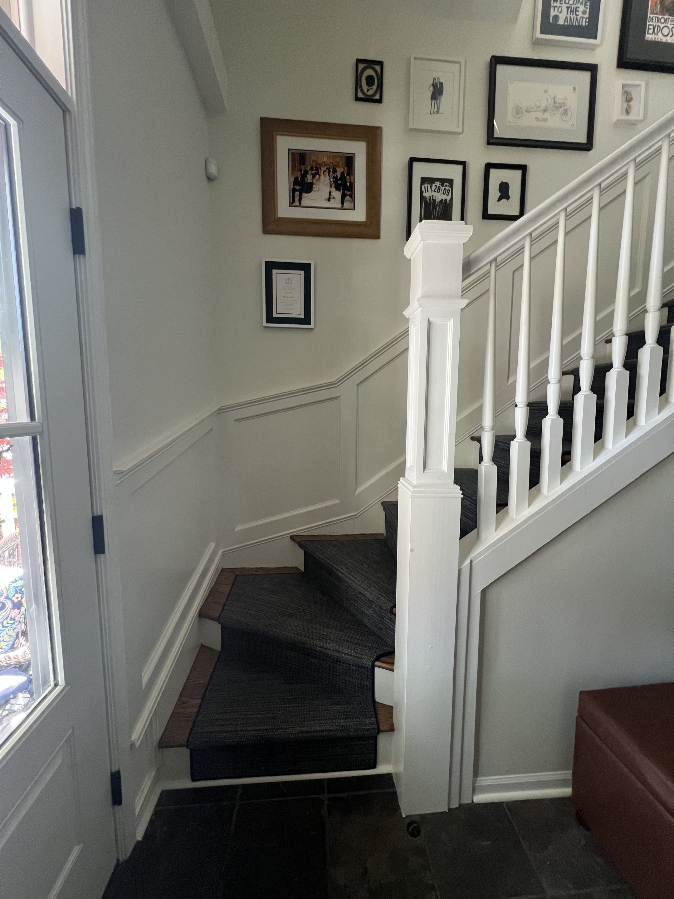 Chicago Residential Staircase Upgrade with Hardwood Treads and Custom Runner by Floor Coverings International of Chicago North Side