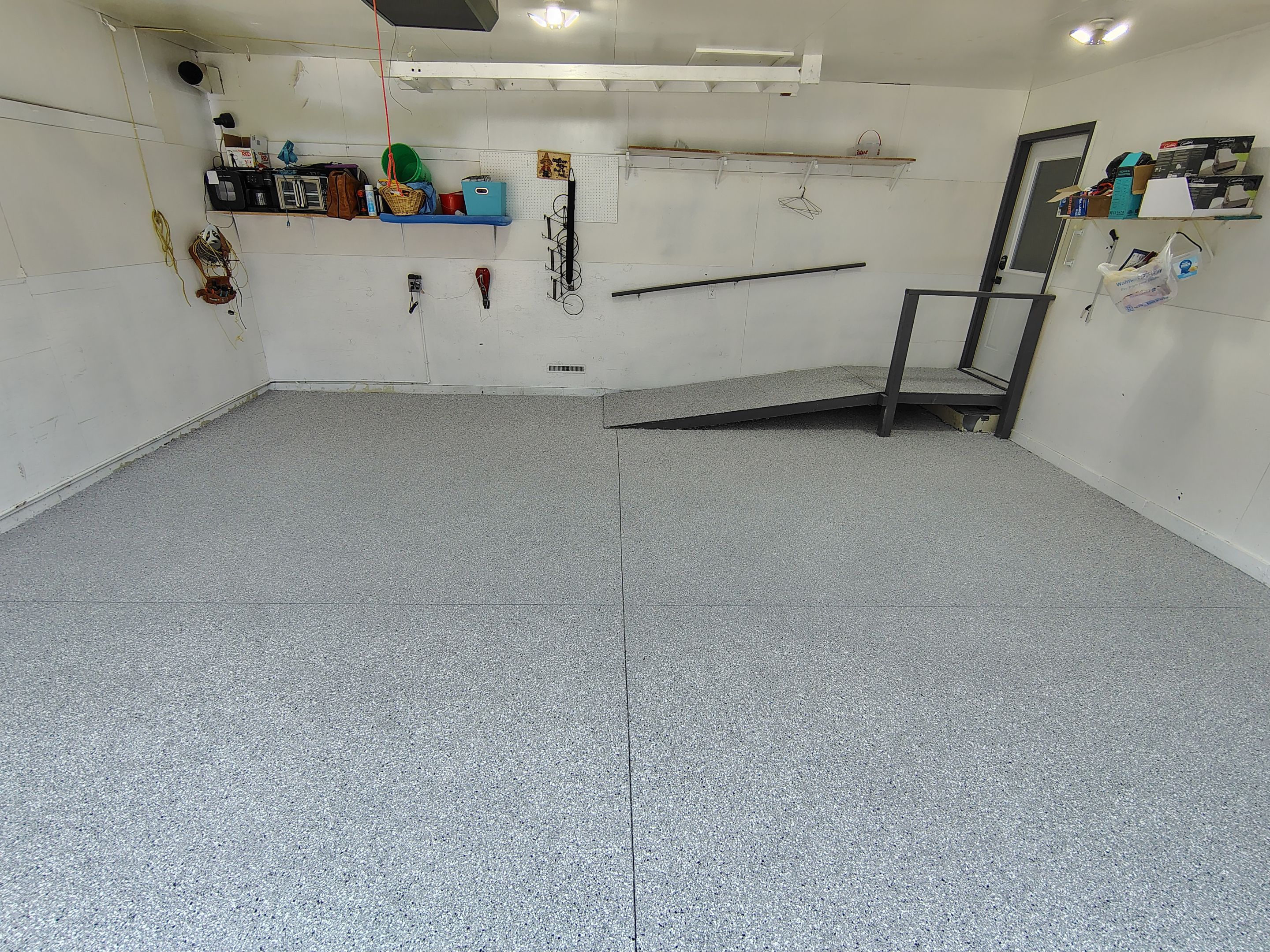 Yankton Garage Concrete Coating With Feather Gray Decorative Chips by Select Painting, Coatings & Garage Cabinets