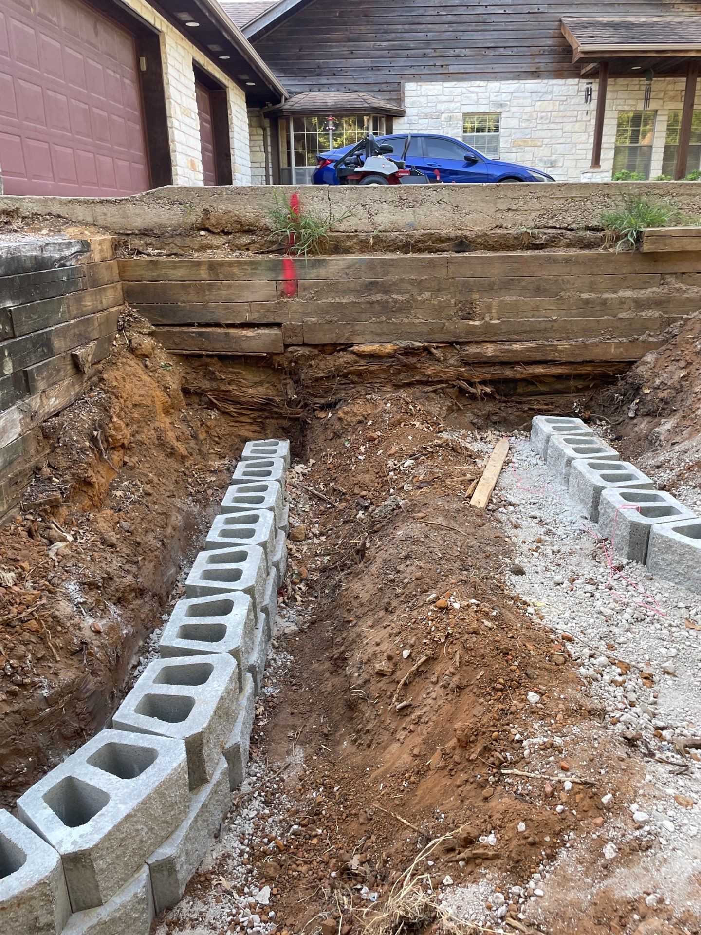 In Progress Retaining Wall Project by Peterson’s