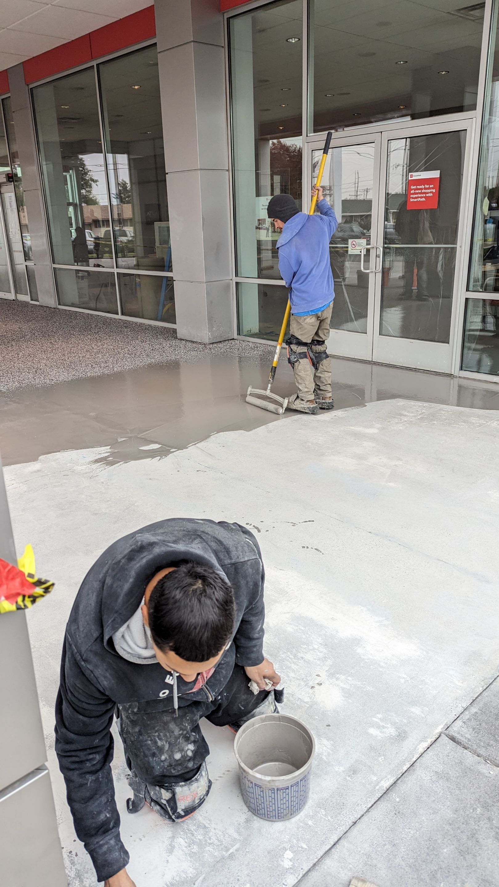 Commercial Floor Transformation using Domino w/ 5% Cherry Bomb Red  by Croc Coatings, LLC