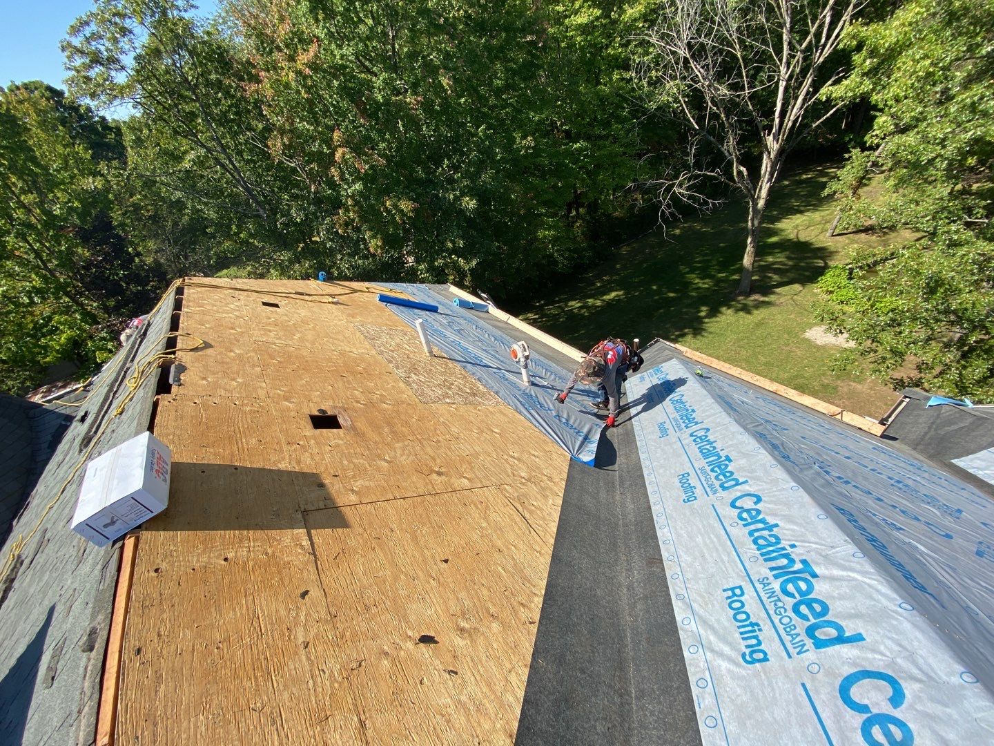 Roof Replacement using CertainTeed Landmark Moire Black by 180 Contractors