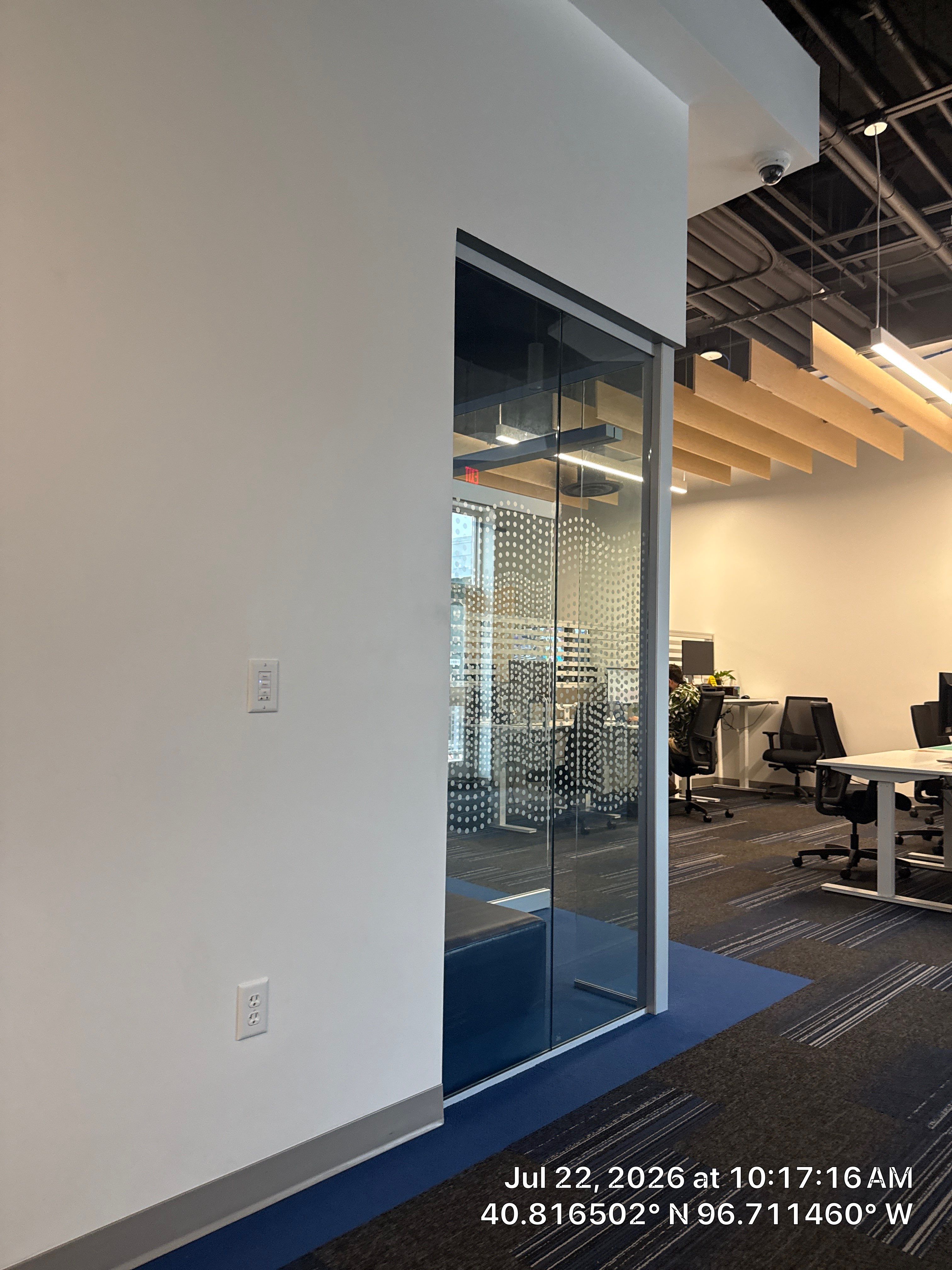 Modern Office Interior Renovation and Acoustic Baffle Installation by CompanyCam Sales Demo