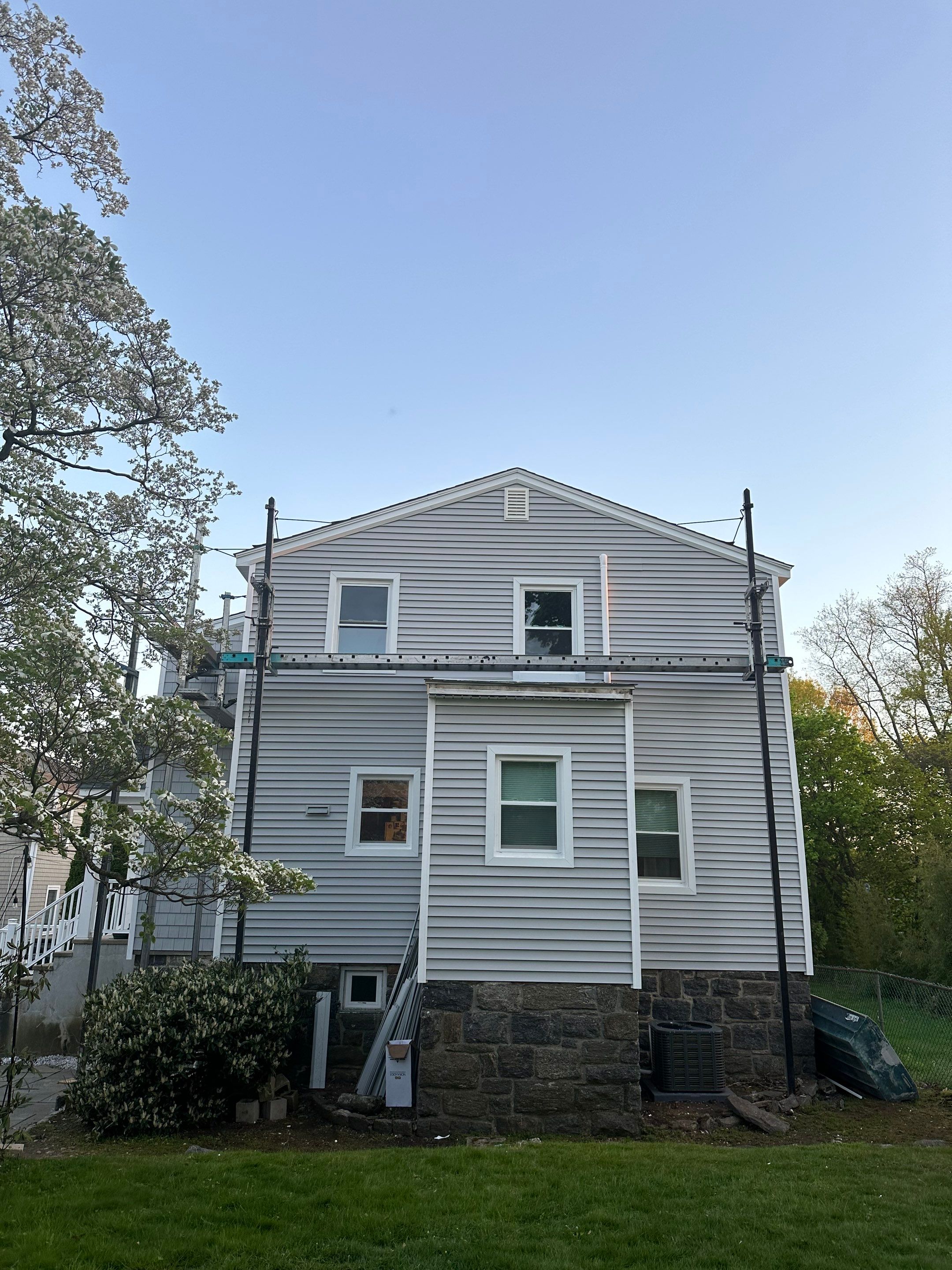 Siding Installation using Certainteed Cedar Impressions Straight Edge Perfection Shingles - D7 - Sterling Gray by A Plus Exterior