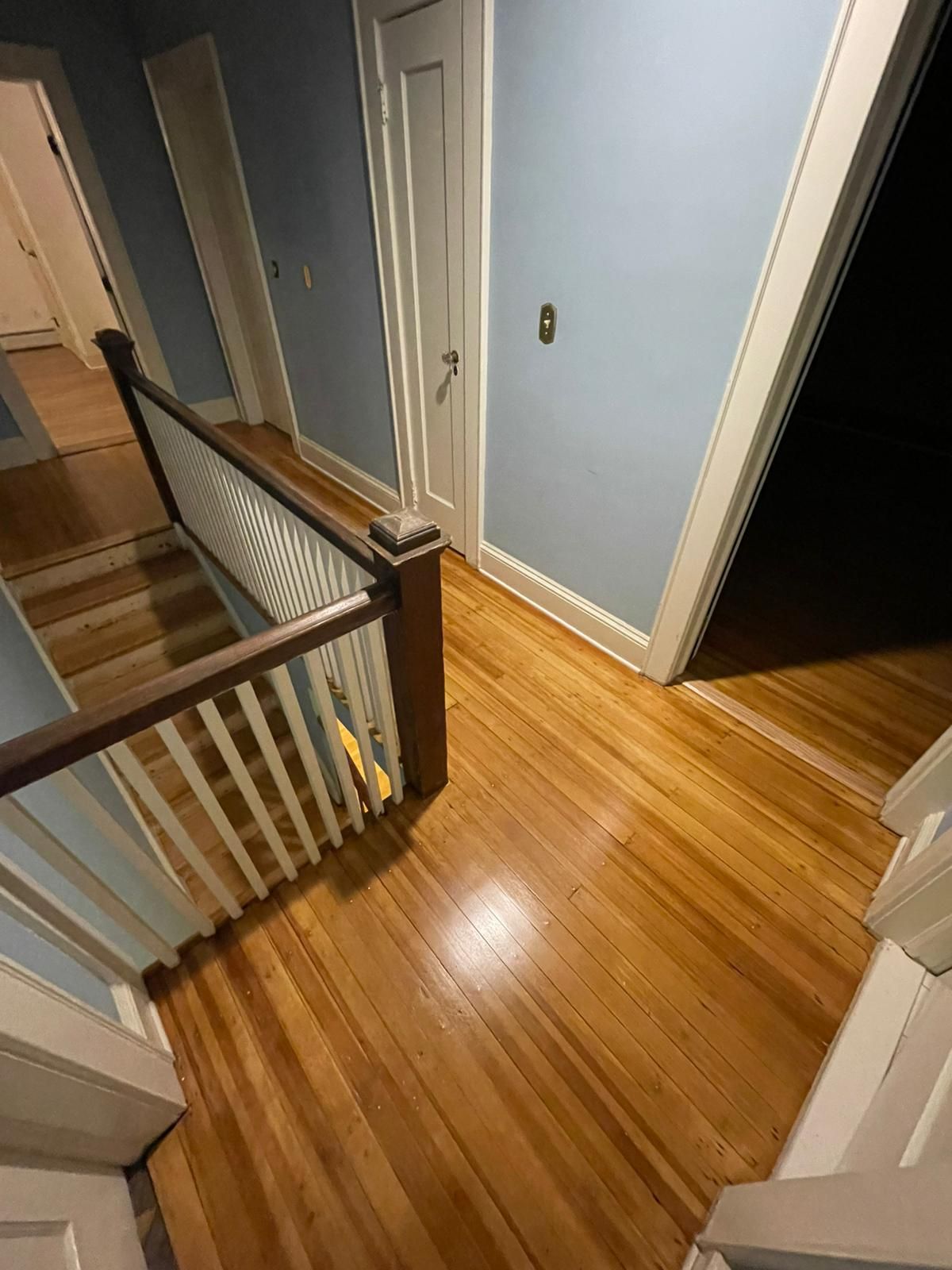 Hardwood floor repair and refinish using Duraseal Natural Stain with Semi Gloss Finish by Footprints Floors Morristown