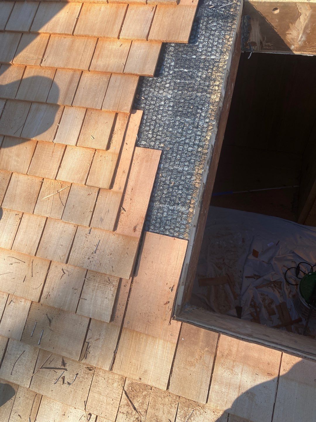 Residential Roofing Installation using Wood Shake by A Plus Exterior