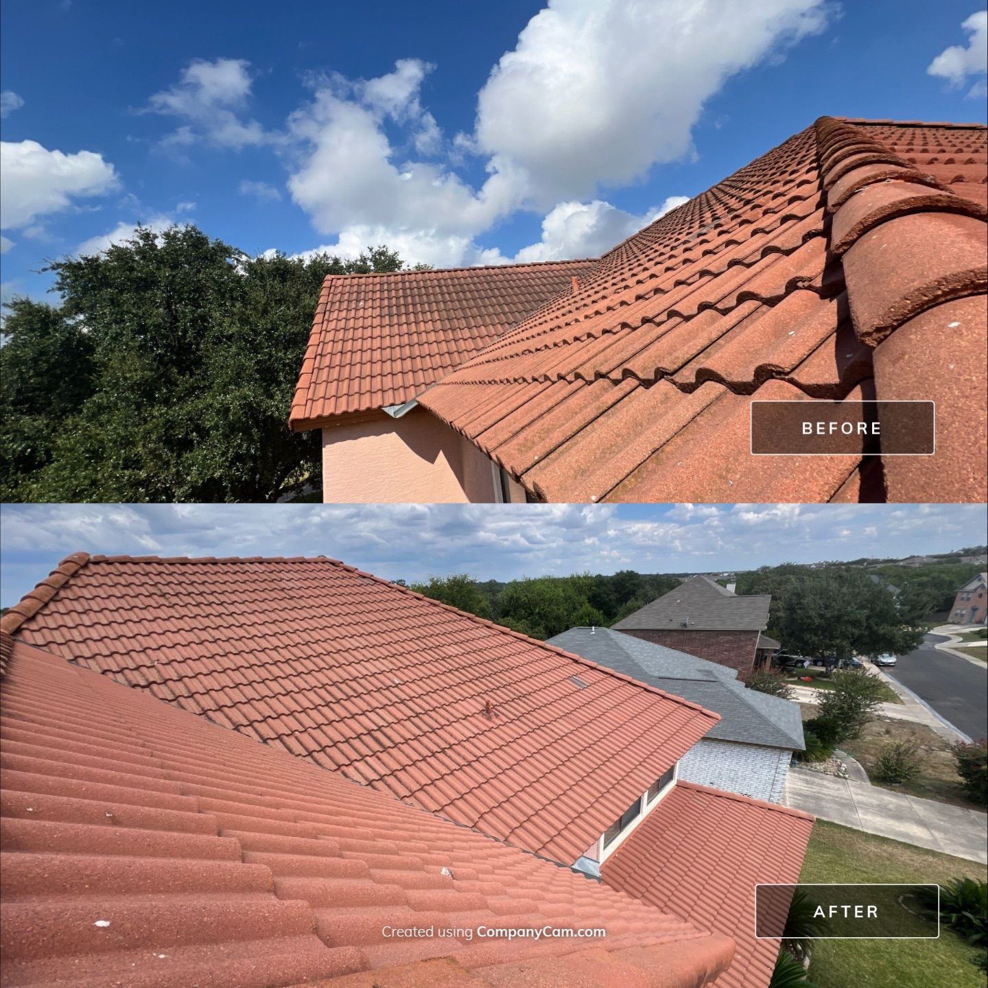 Tile Roof Wash Project in San Antonio by Bright Choice