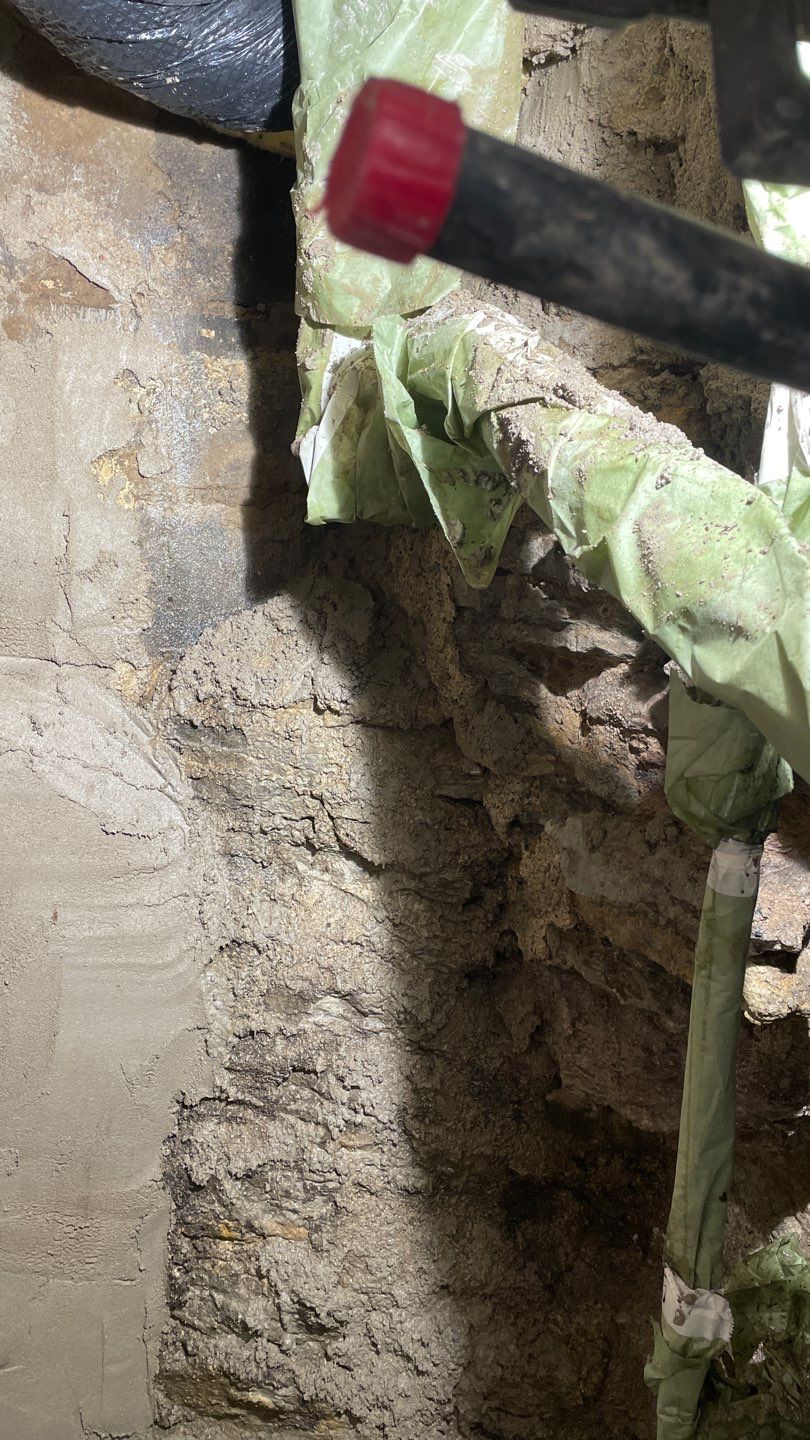 Parge Coating Drew's Stone Foundation by Waterproofing Northeast