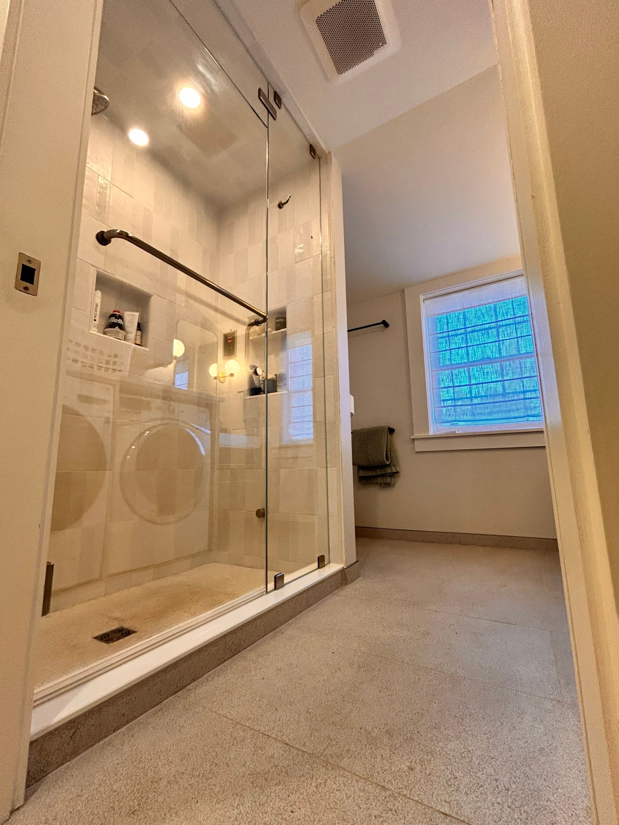 Steam Shower using Tempered Low Iron Shower Glass by Cheshire Glass Company